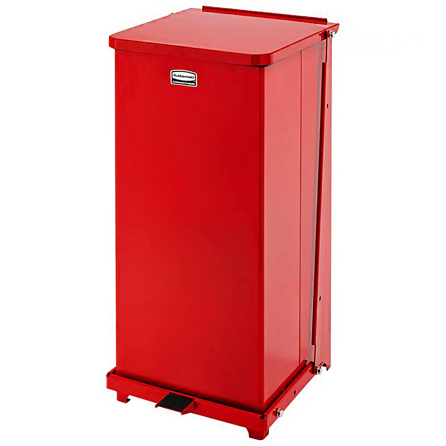 Essendant Co-United Stationers - RCPST24EPLRD Medical Waste Trash Can Rubbermaid® Defenders® 96 Quart / 24 gal. Red Steel Square