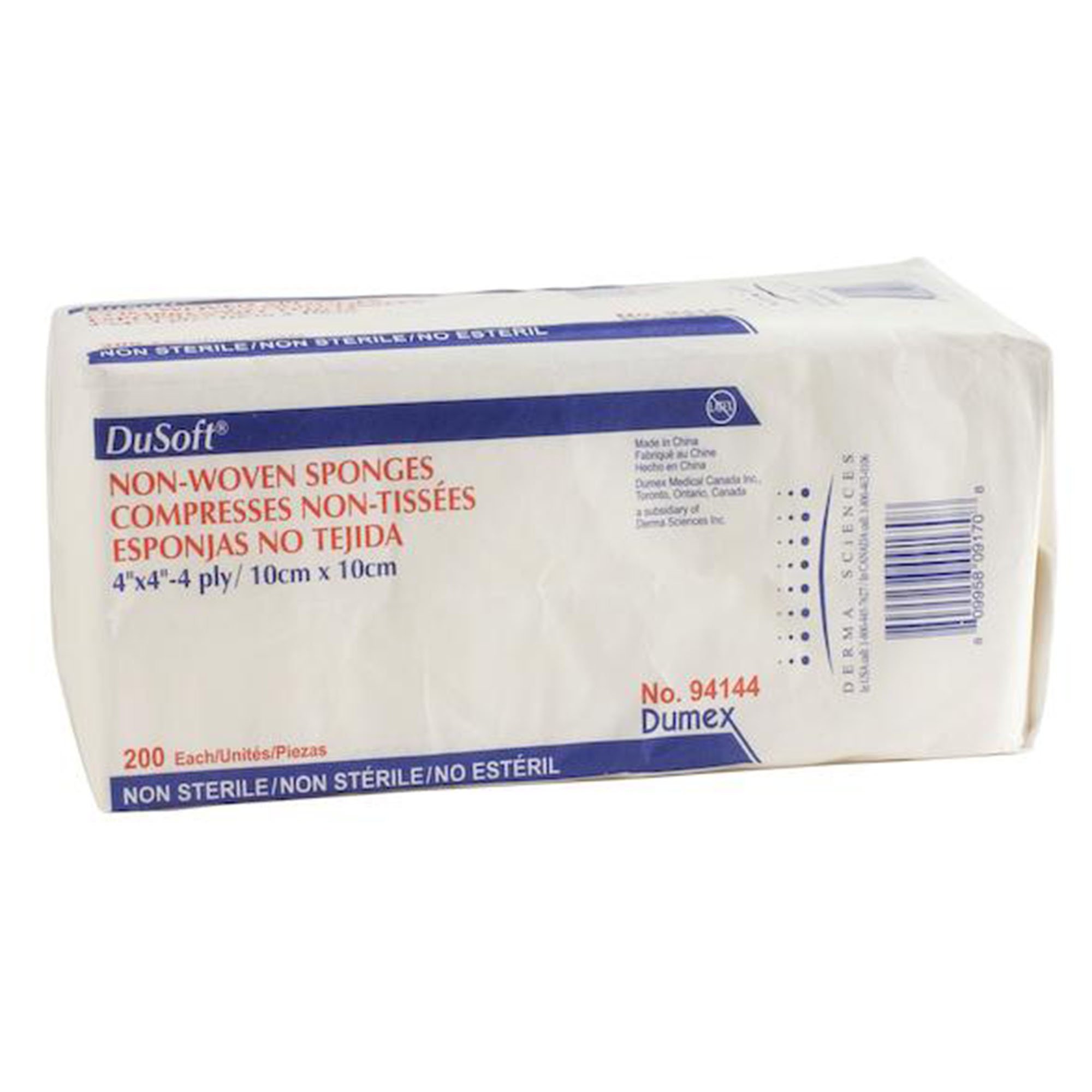 Gentell 94144 - Dusoft® Nonwoven Sponge, 4 x 4 Inch, 4-Ply - 200/Pack, 2000/Case