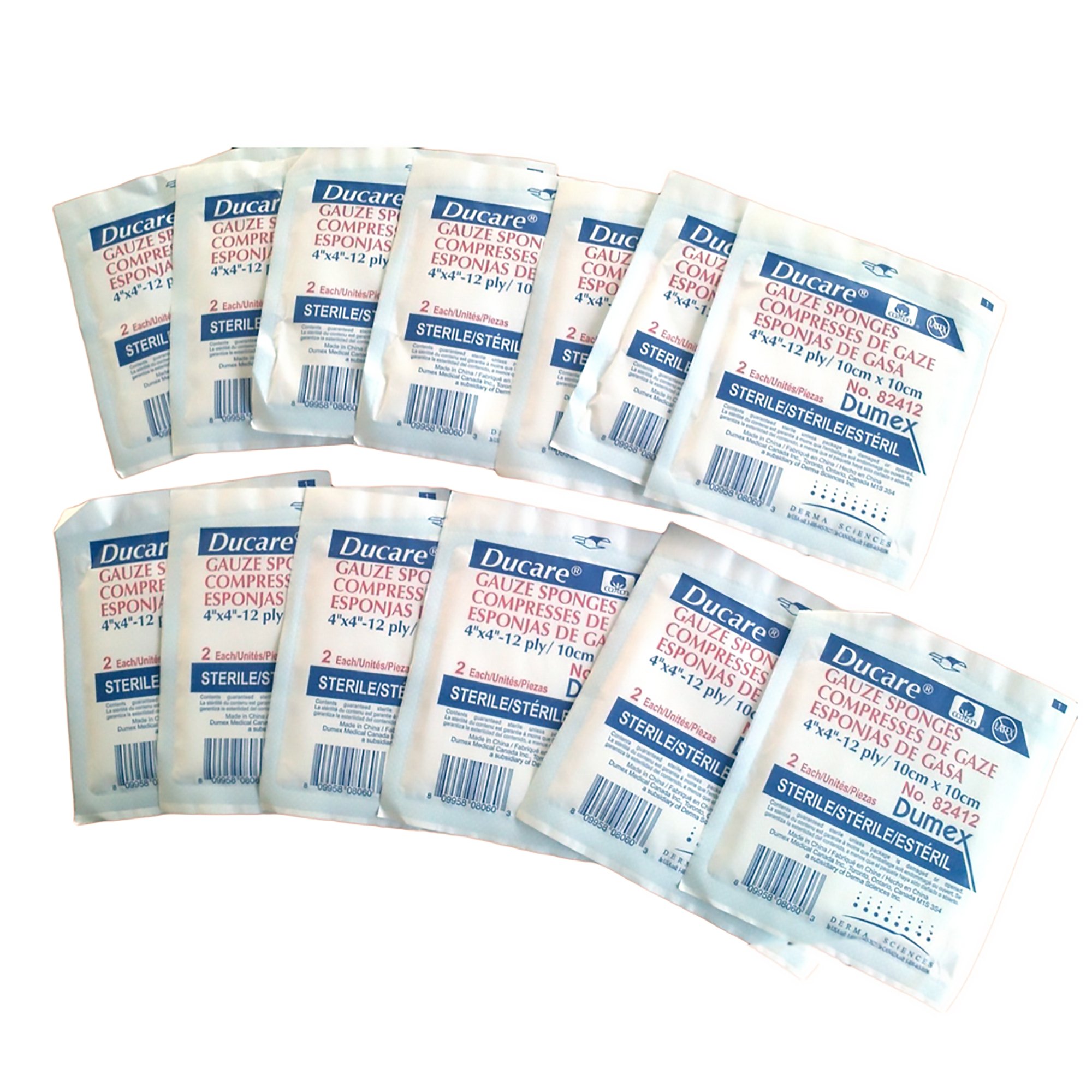 Gentell 82412 - Ducare Sterile Gauze Sponge, 4 x 4 Inch, 12-Ply - 1/Pack, 25/Box, 600/Case