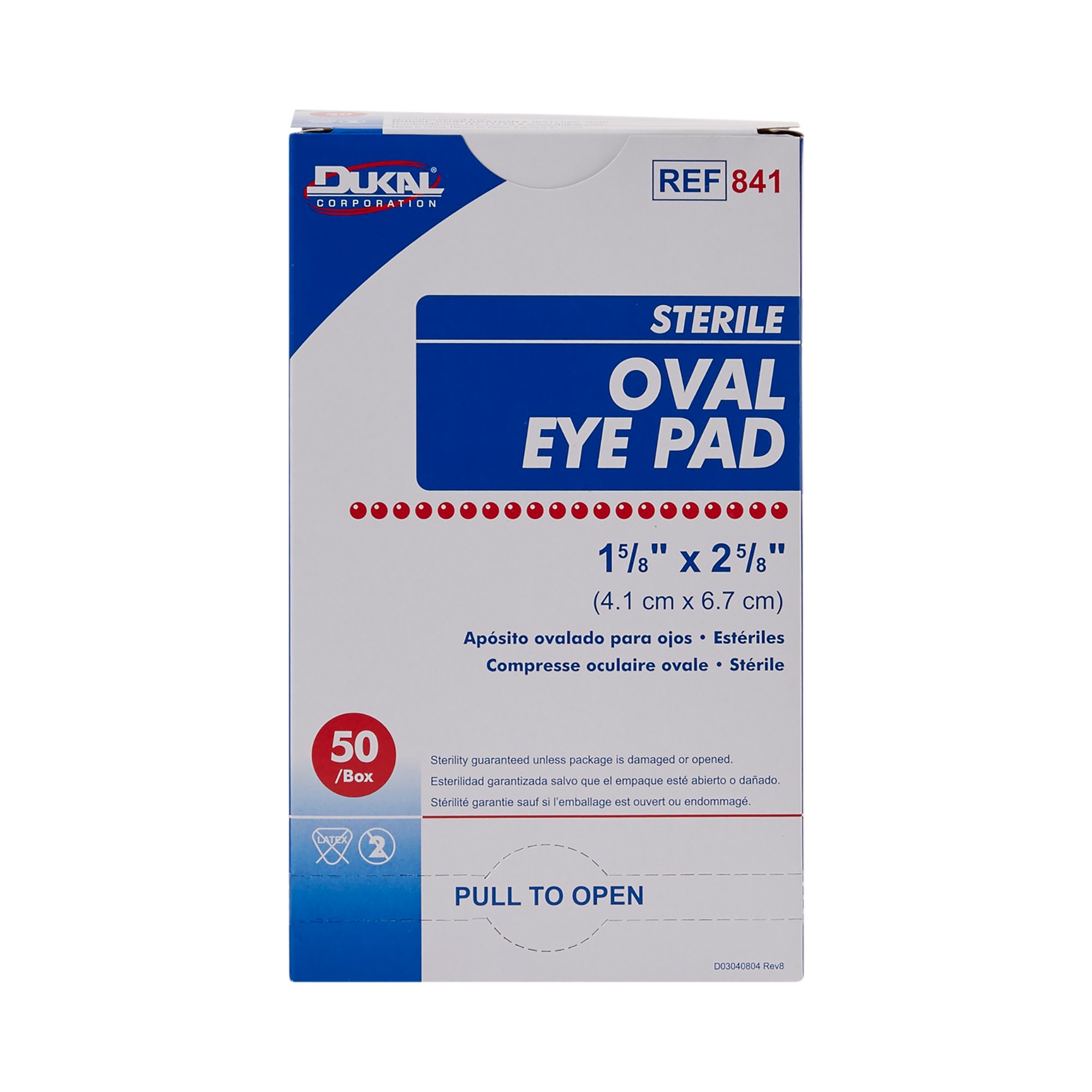 Dukal 841 - Dukal™ Small Eye Pad, 1-5/8 x 2-5/8 Inch Oval - 1/Each, 50/Box, 600/Case