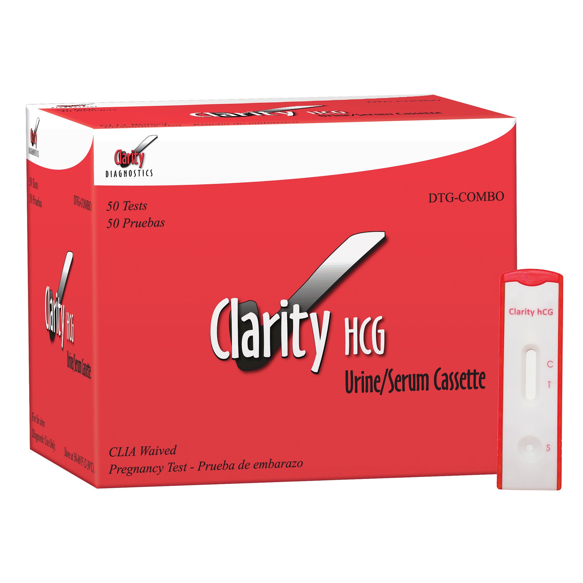 Clarity Lab Group LLC - DTG-COMBO Reproductive Health Test Kit Clarity® hCG Pregnancy Test 50 Tests CLIA Waived Sample Dependent
