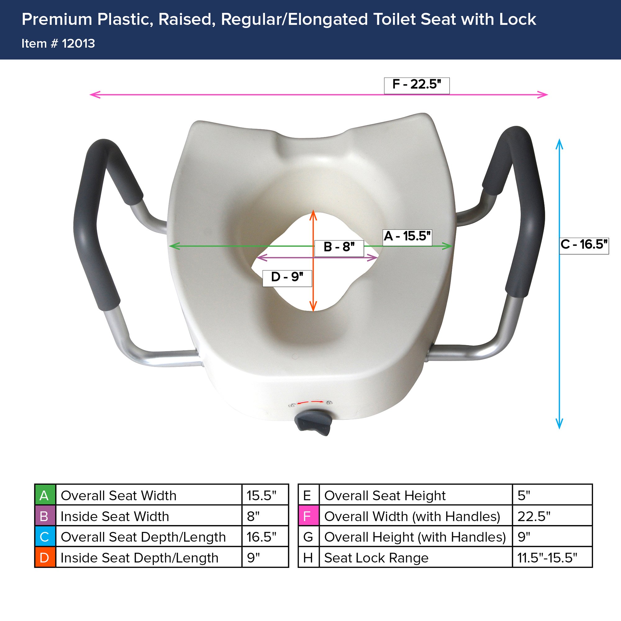 Drive DeVilbiss Healthcare - 12013 drive™ Premium Elongated Toilet Seat with Lock