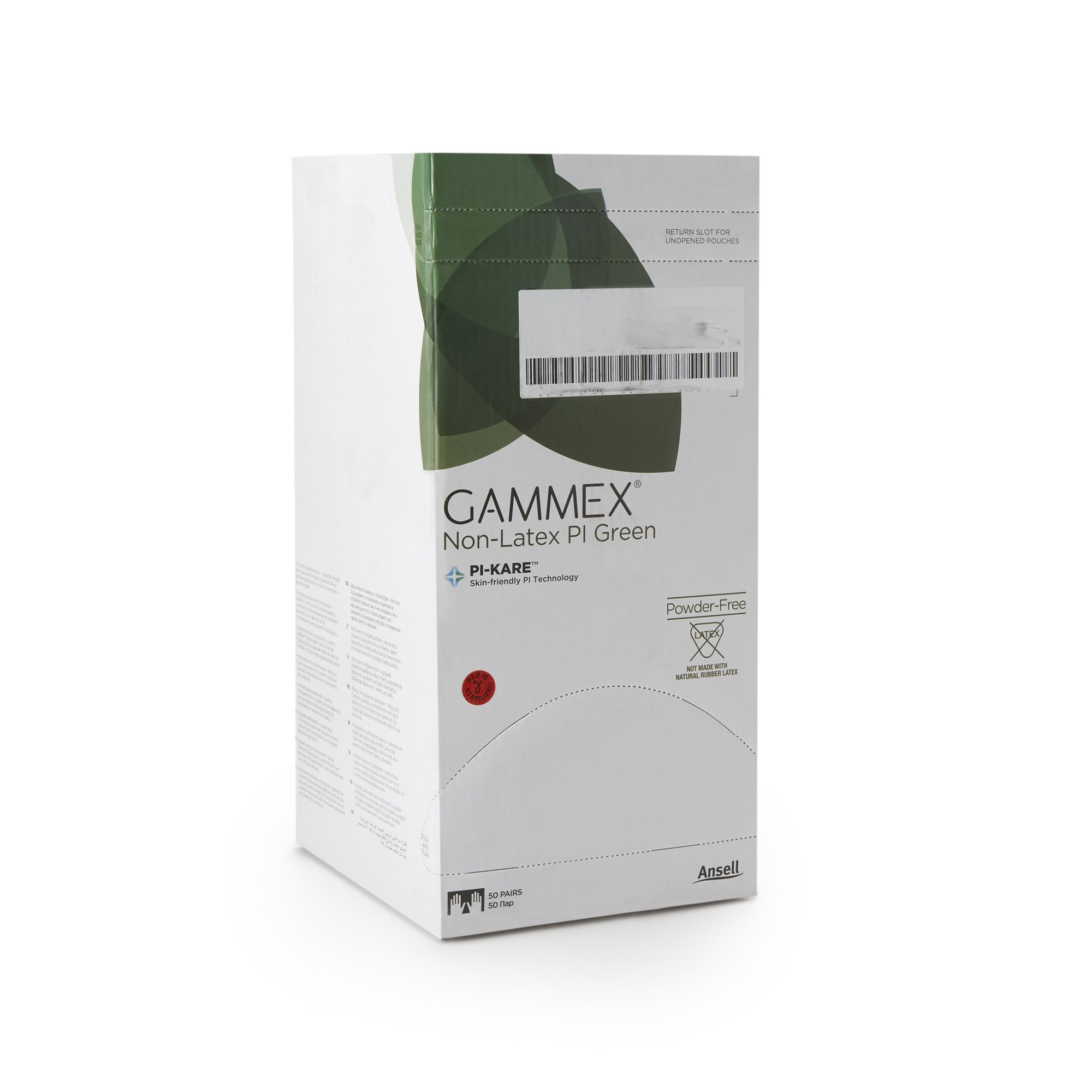 Ansell 20685280 - Gammex® Non-Latex PI Green Polyisoprene Surgical Glove, Size 8, Light Green - 50/Box, 200/Case