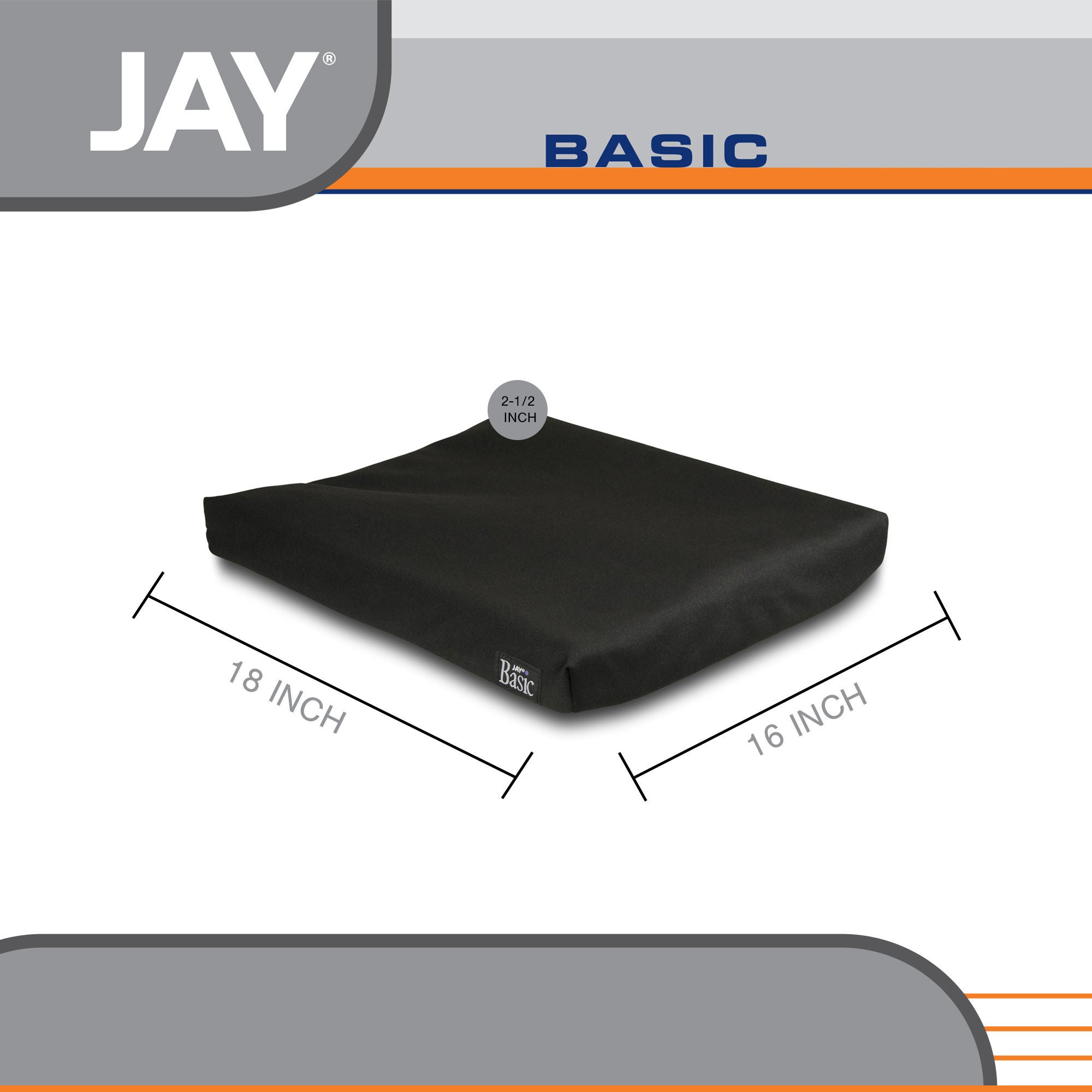 Sunrise Medical - 300 Contoured Seat Cushion Jay® Basic 18 W X 16 L X 2-1/2 D Inch Molded Foam