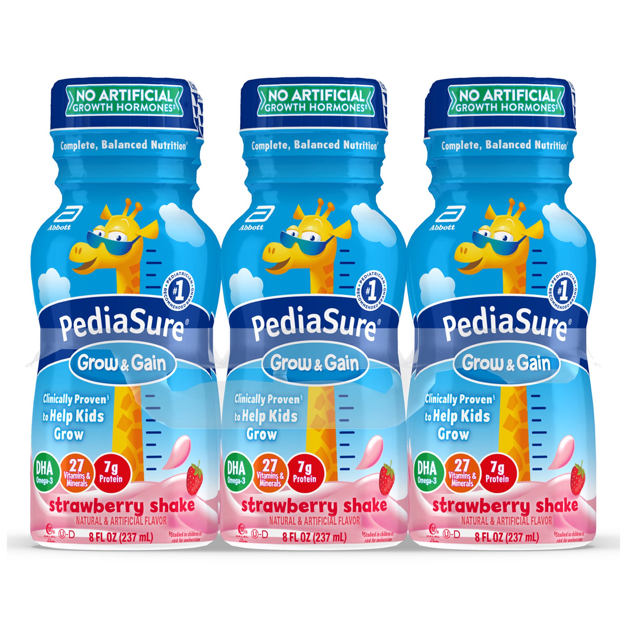 Abbott Nutrition 58055 - PediaSure® Grow & Gain Strawberry Shake, 8-ounce bottle - 1/Each, 6/Pack, 24/Case
