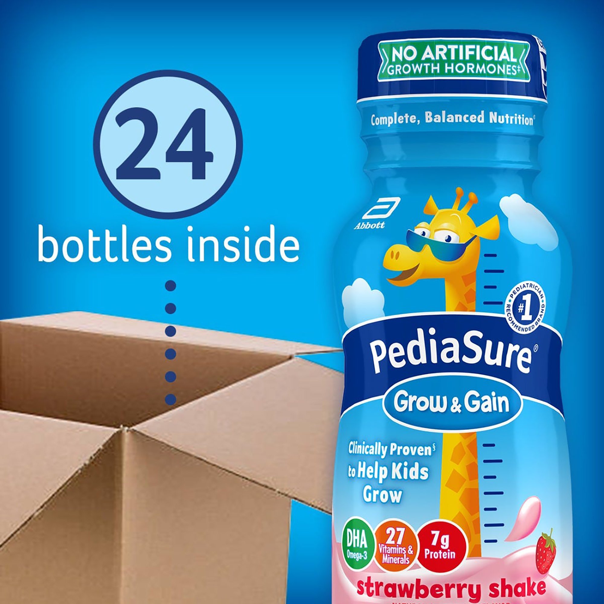 Abbott Nutrition 58055 - PediaSure® Grow & Gain Strawberry Shake, 8-ounce bottle - 1/Each, 6/Pack, 24/Case