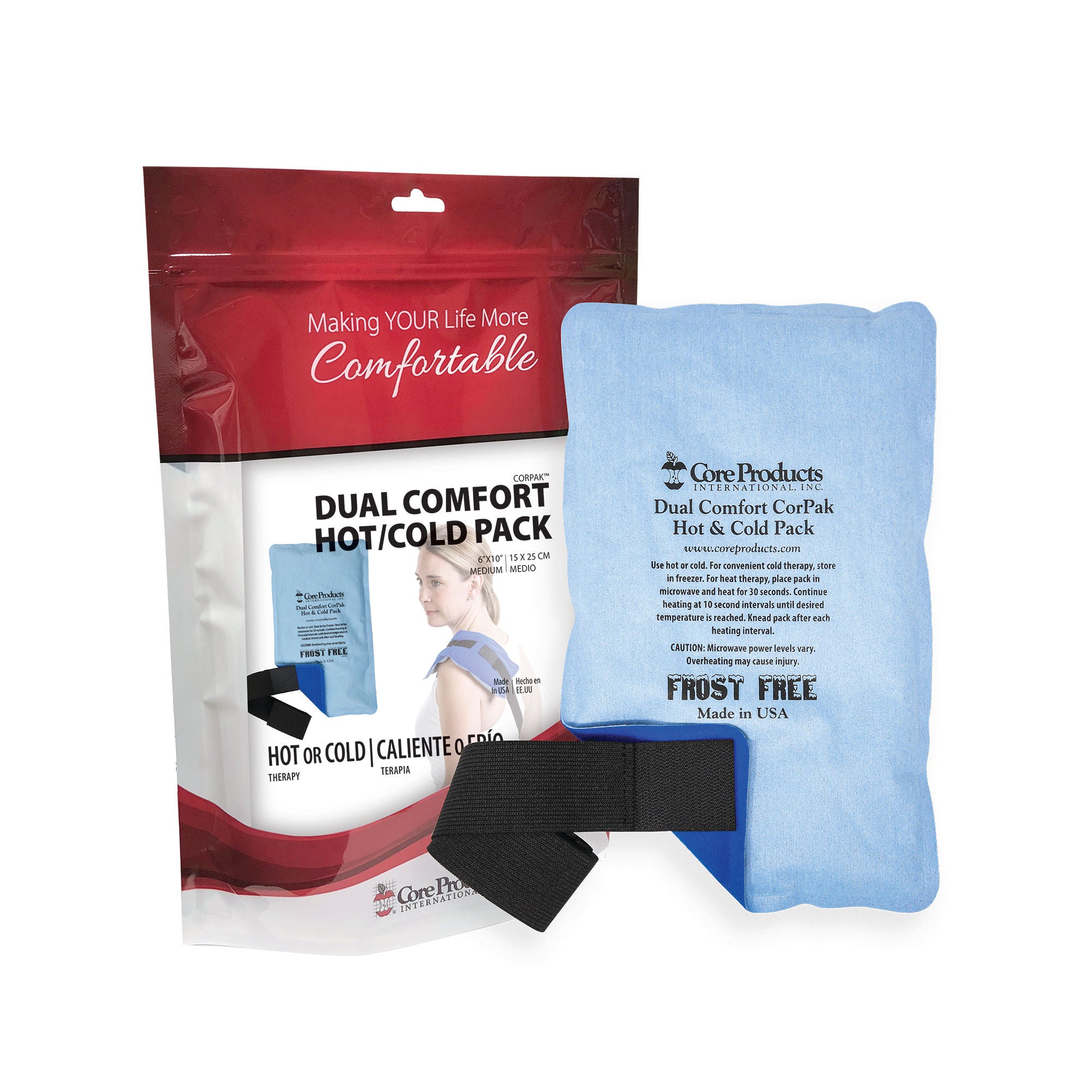 Core Products - ACC-531 Hot / Cold Therapy Wrap Dual Comfort CorPak™ General Purpose Medium 6 X 10 Inch Fabric / Gel Reusable