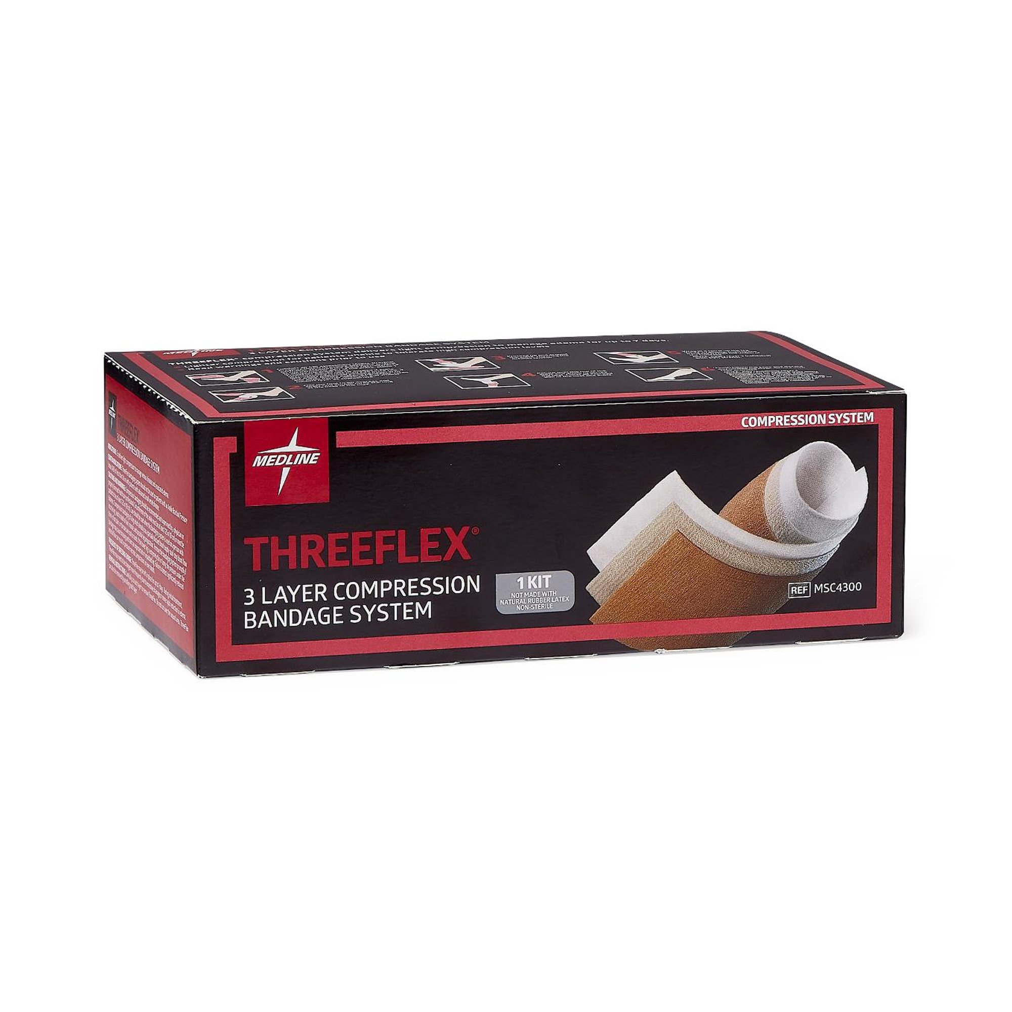 Medline - MSC4300 ThreeFlex® Self-adherent / Tape Closure 3 Layer Compression Bandage System