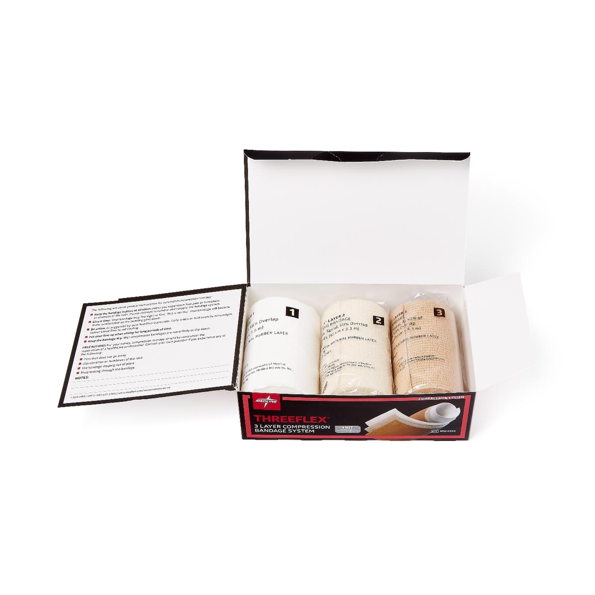 Medline - MSC4300 ThreeFlex® Self-adherent / Tape Closure 3 Layer Compression Bandage System