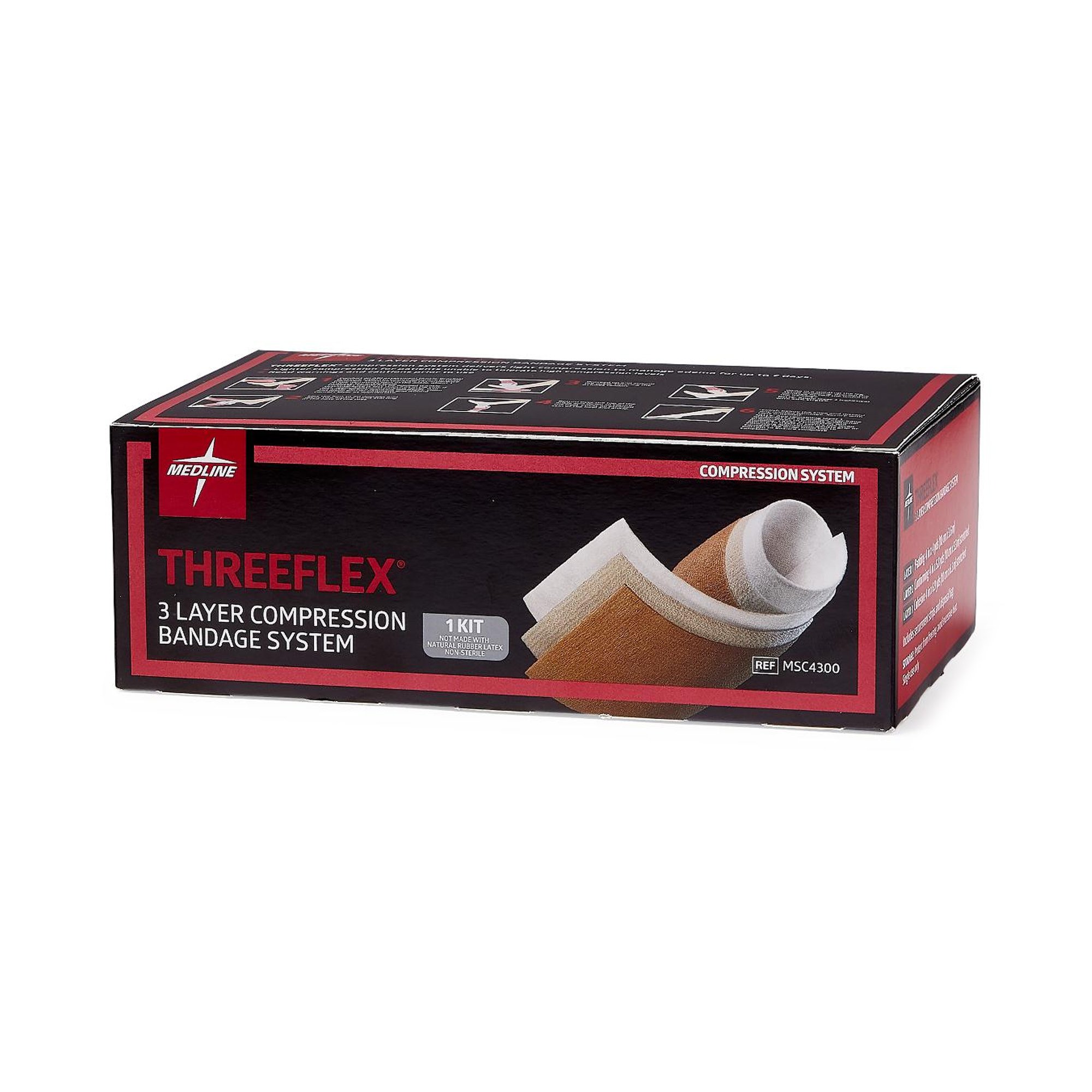 Medline - MSC4300 ThreeFlex® Self-adherent / Tape Closure 3 Layer Compression Bandage System