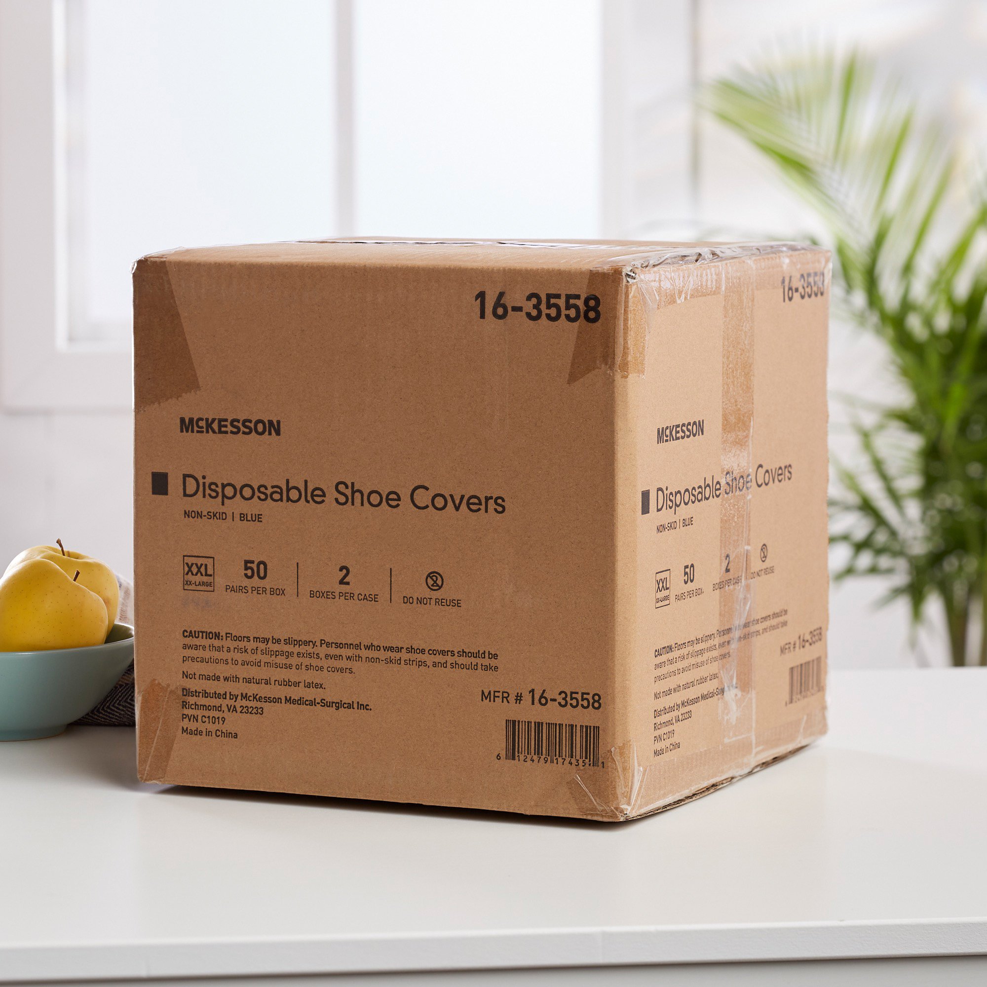 McKesson Brand 16-3558 - McKesson Shoe Covers, 2X-Large, Nonskid Sole, Blue - 1/Box, 2/Case