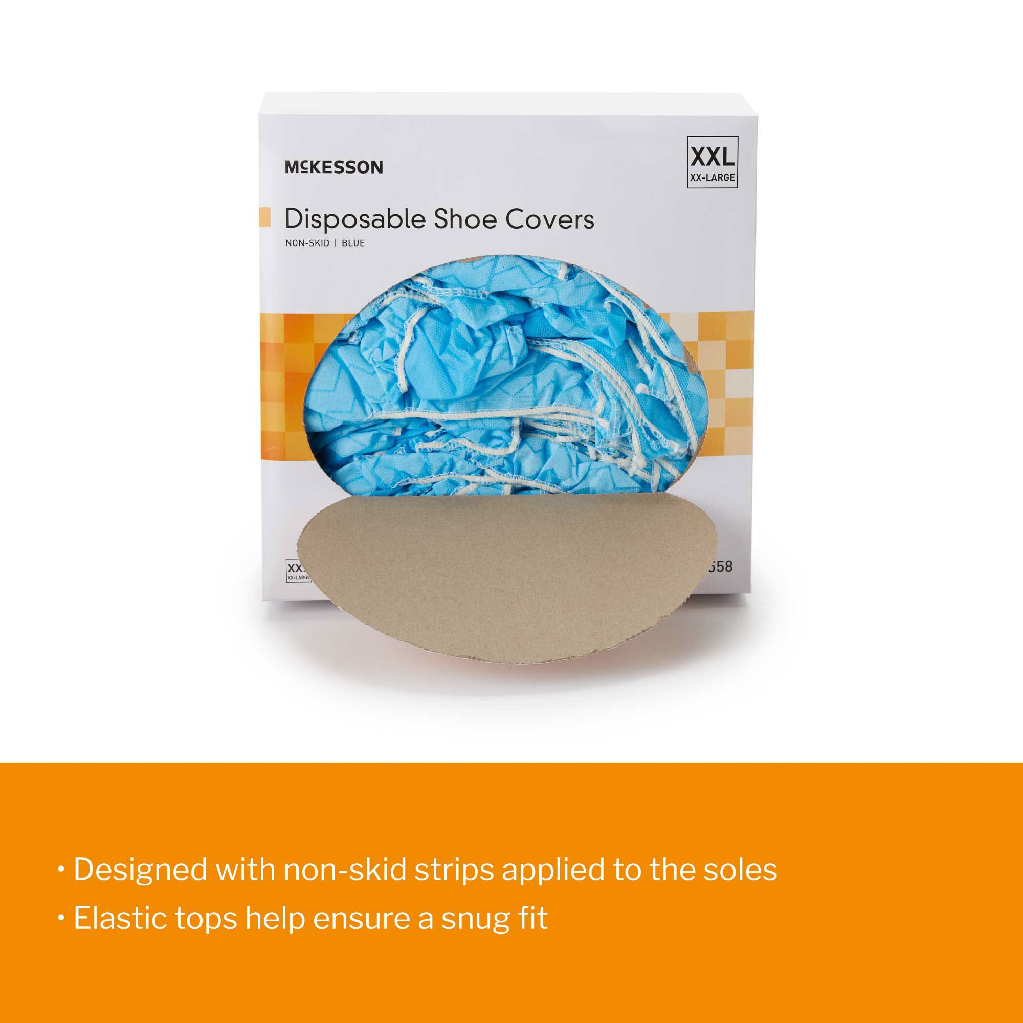 McKesson Brand 16-3558 - McKesson Shoe Covers, 2X-Large, Nonskid Sole, Blue - 1/Box, 2/Case