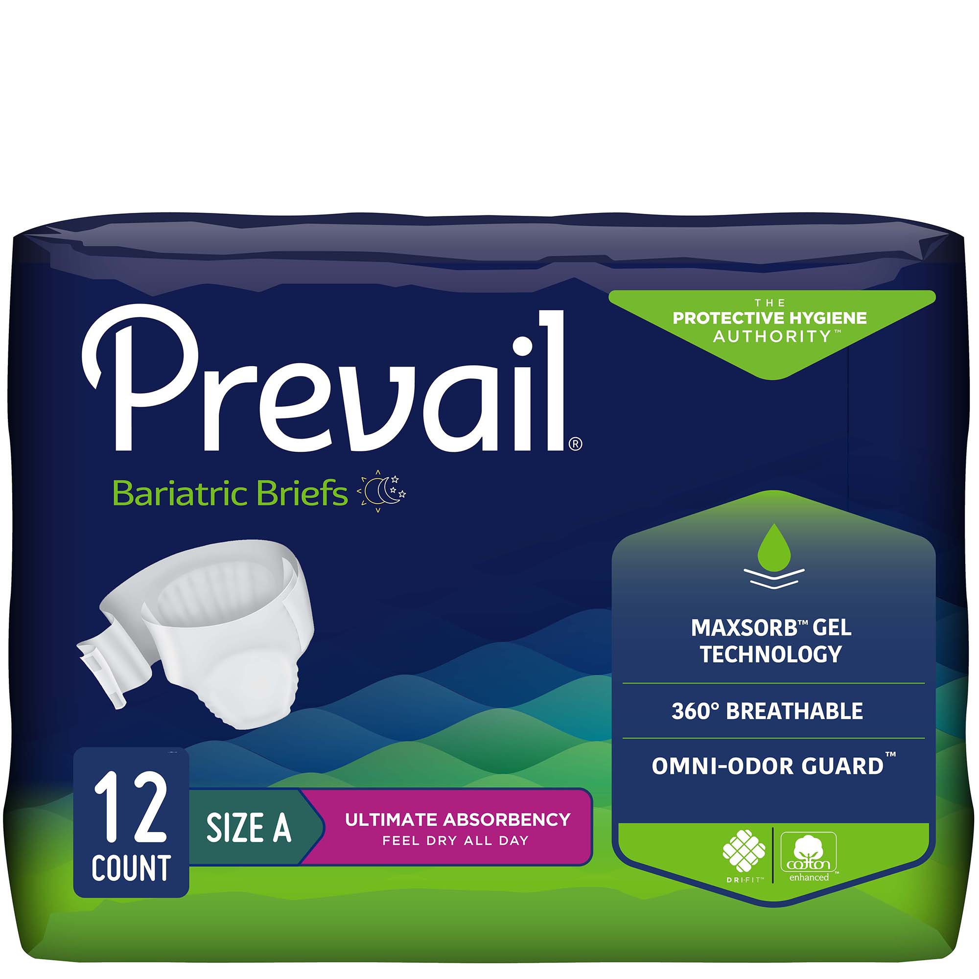 First Quality Products LLC PV-017 - Prevail® Bariatric Ultimate Absorbency Incontinence Brief, Size A - 12/Bag, 48/Case