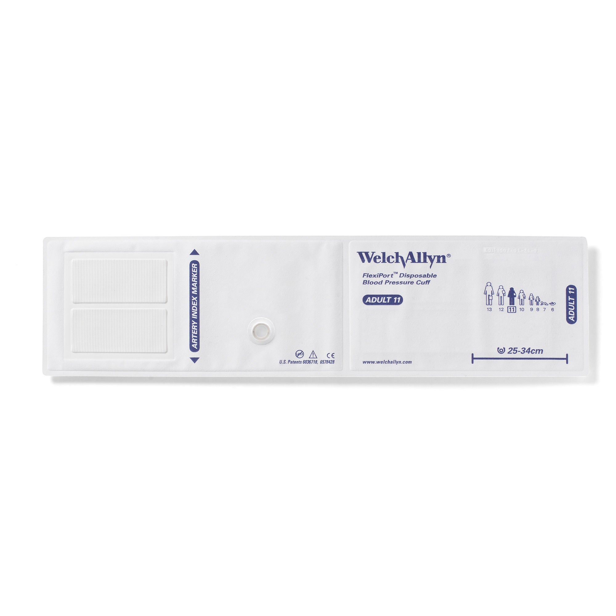 Welch Allyn - SOFT-08 Single Patient Use Blood Pressure Cuff FlexiPort® 12 to 16 cm Arm Cloth Fabric Cuff Small Child Cuff