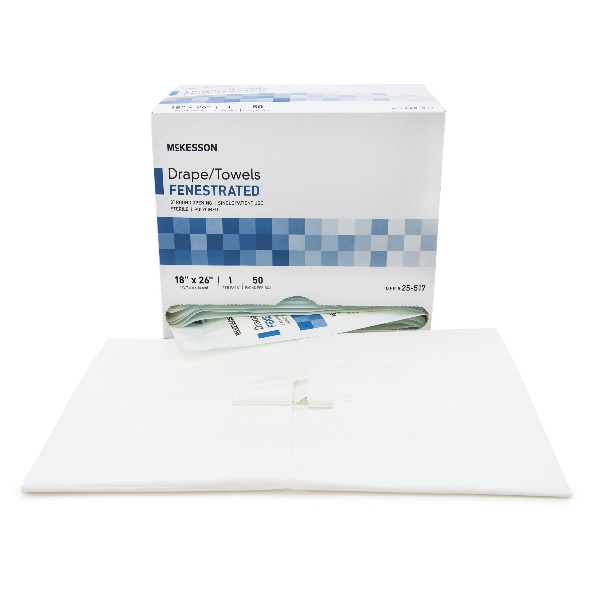 McKesson Brand 25-517 - McKesson Sterile Poly Lined Towel Drape, 18 x 26 Inch - 50/Box, 300/Case