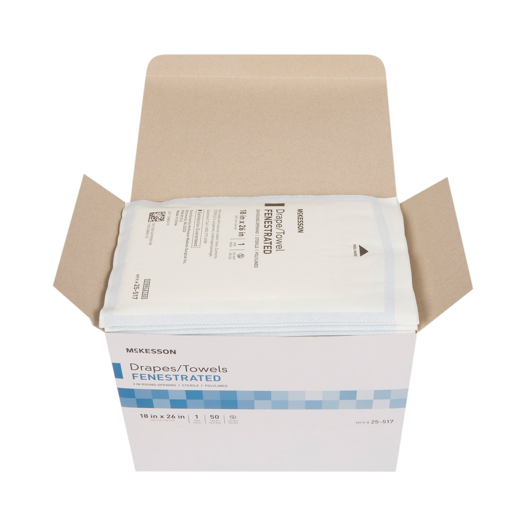 McKesson Brand 25-517 - McKesson Sterile Poly Lined Towel Drape, 18 x 26 Inch - 50/Box, 300/Case