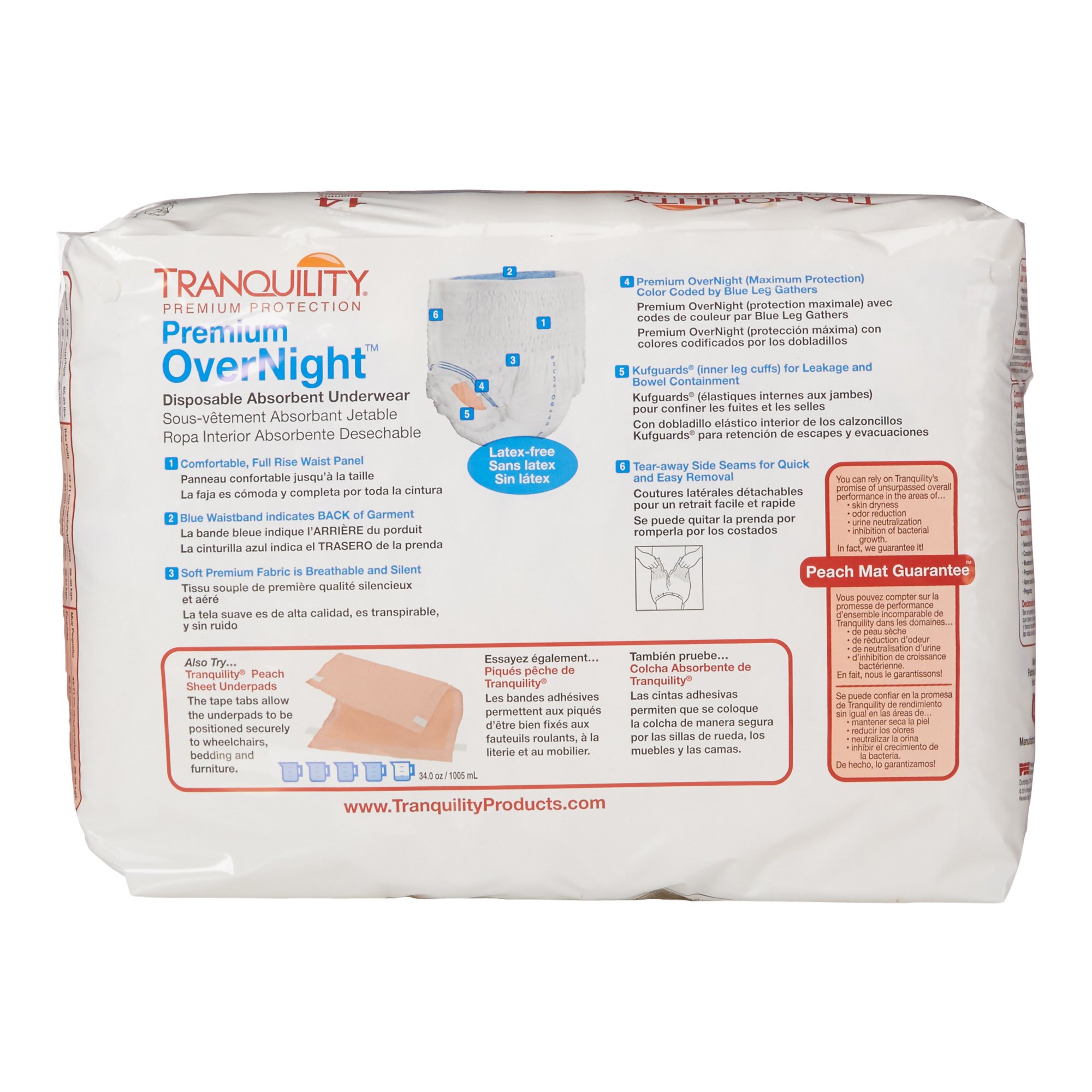 Principle Business Enterprises 2117 - Tranquility Premium OverNight Disposable Absorbent Underwear, XL - 14/Bag, 56/Case
