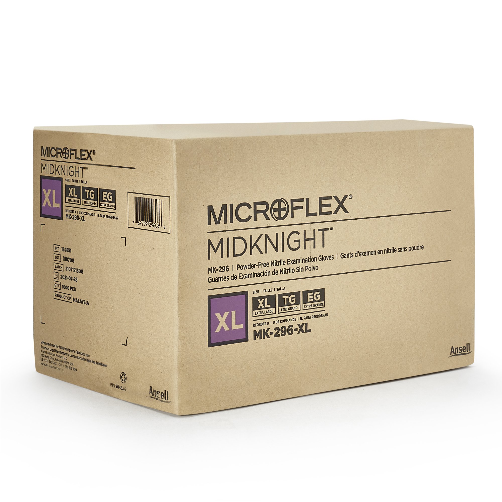 Microflex Medical MK-296-XL - Microflex® MidKnight™ Nitrile Exam Glove, Extra Large, Black - 1/Box, 10/Case