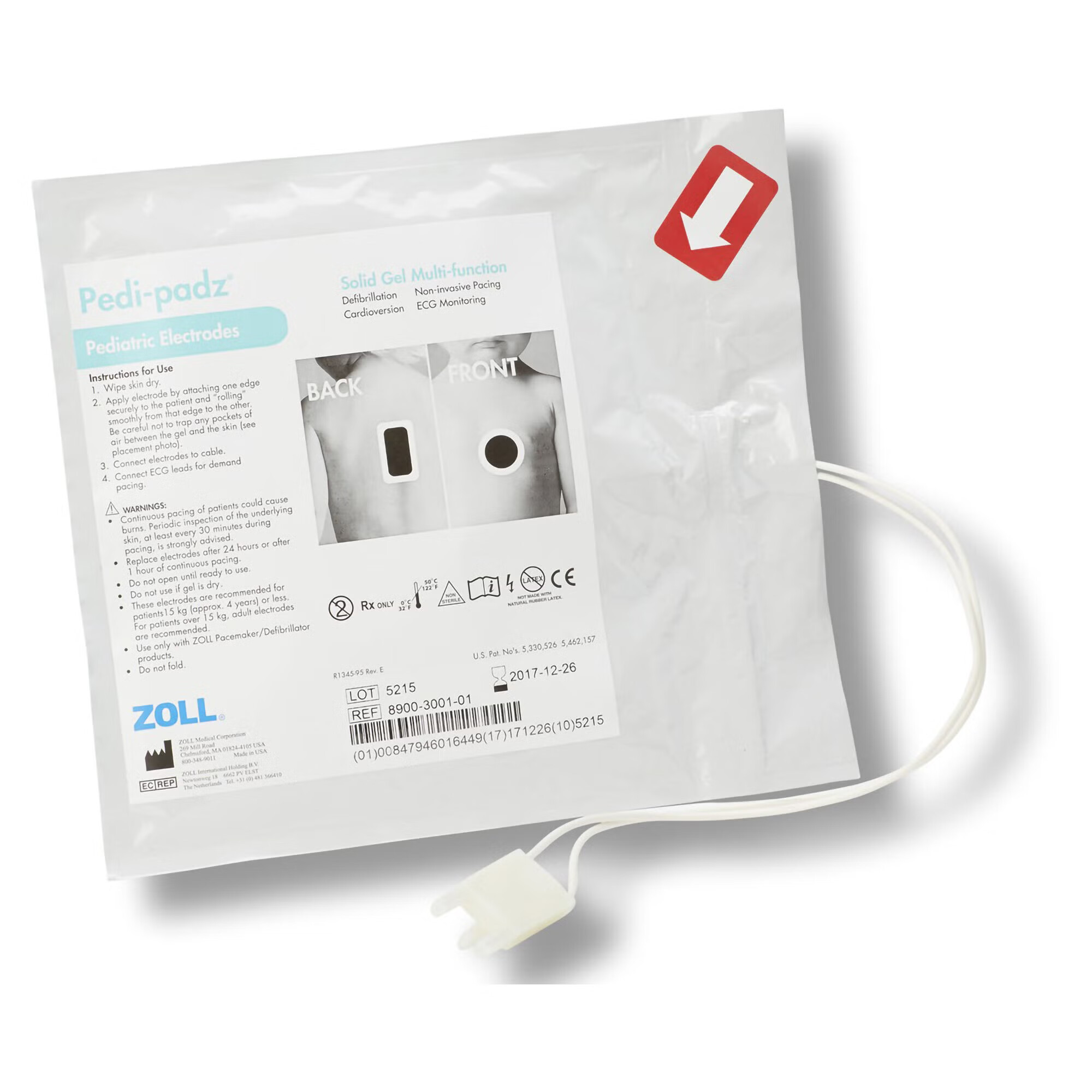 Zoll Medical - 8900-3001-01 AED Defibrillator Pad Pedi Padz® Plug Connector Pediatric