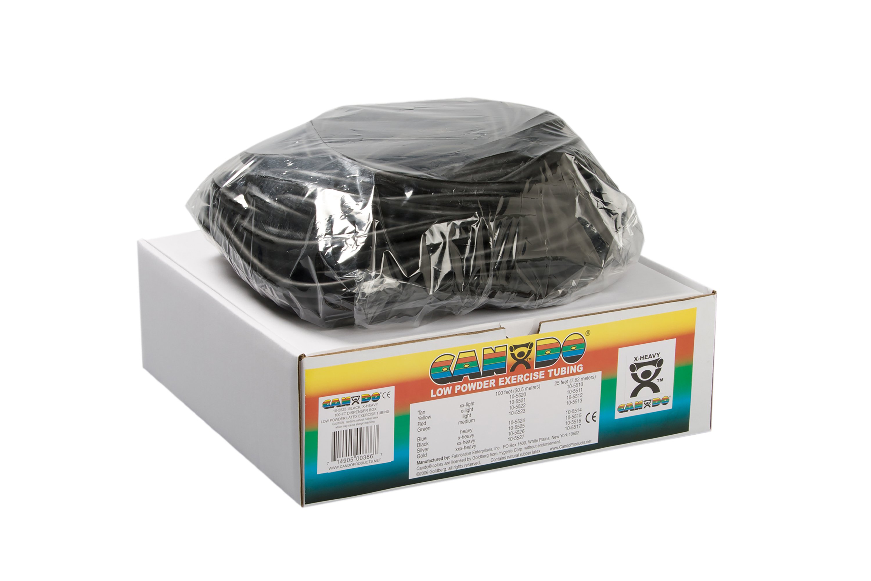 Fabrication Enterprises 10-5525 - CanDo® Low Powder Exercise Resistance Tubing, Black, 100', X-Heavy Resistance - 1/Each