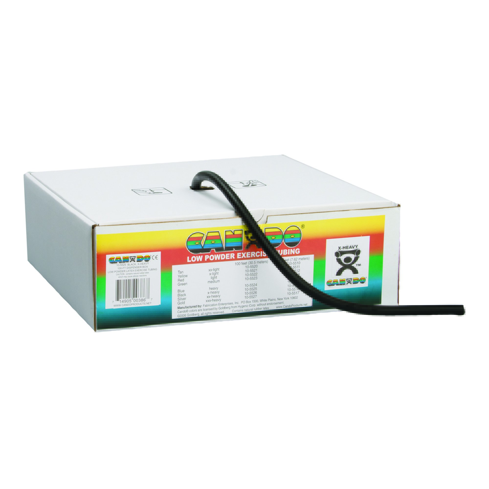 Fabrication Enterprises 10-5525 - CanDo® Low Powder Exercise Resistance Tubing, Black, 100', X-Heavy Resistance - 1/Each