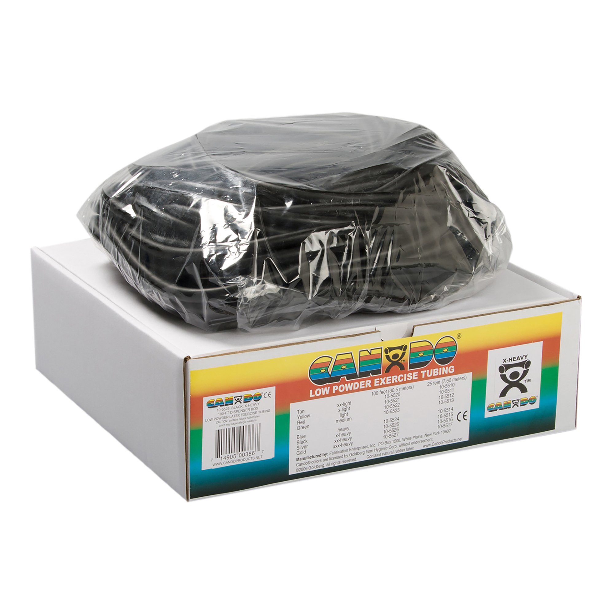 Fabrication Enterprises 10-5525 - CanDo® Low Powder Exercise Resistance Tubing, Black, 100', X-Heavy Resistance - 1/Each