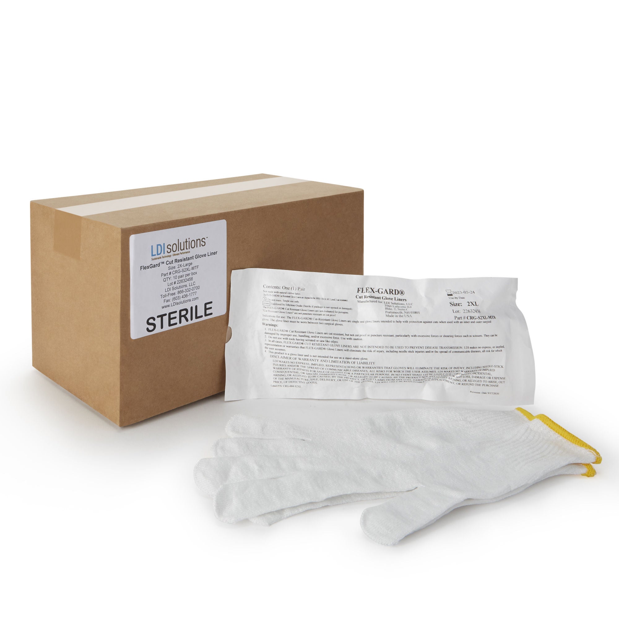 LDI - CRG-S2XL-MTF Cut Resistant Glove Liner Flex-Gard™ Full-Finger HDPE Fiber / Spandex / Polyester White 2X-Large