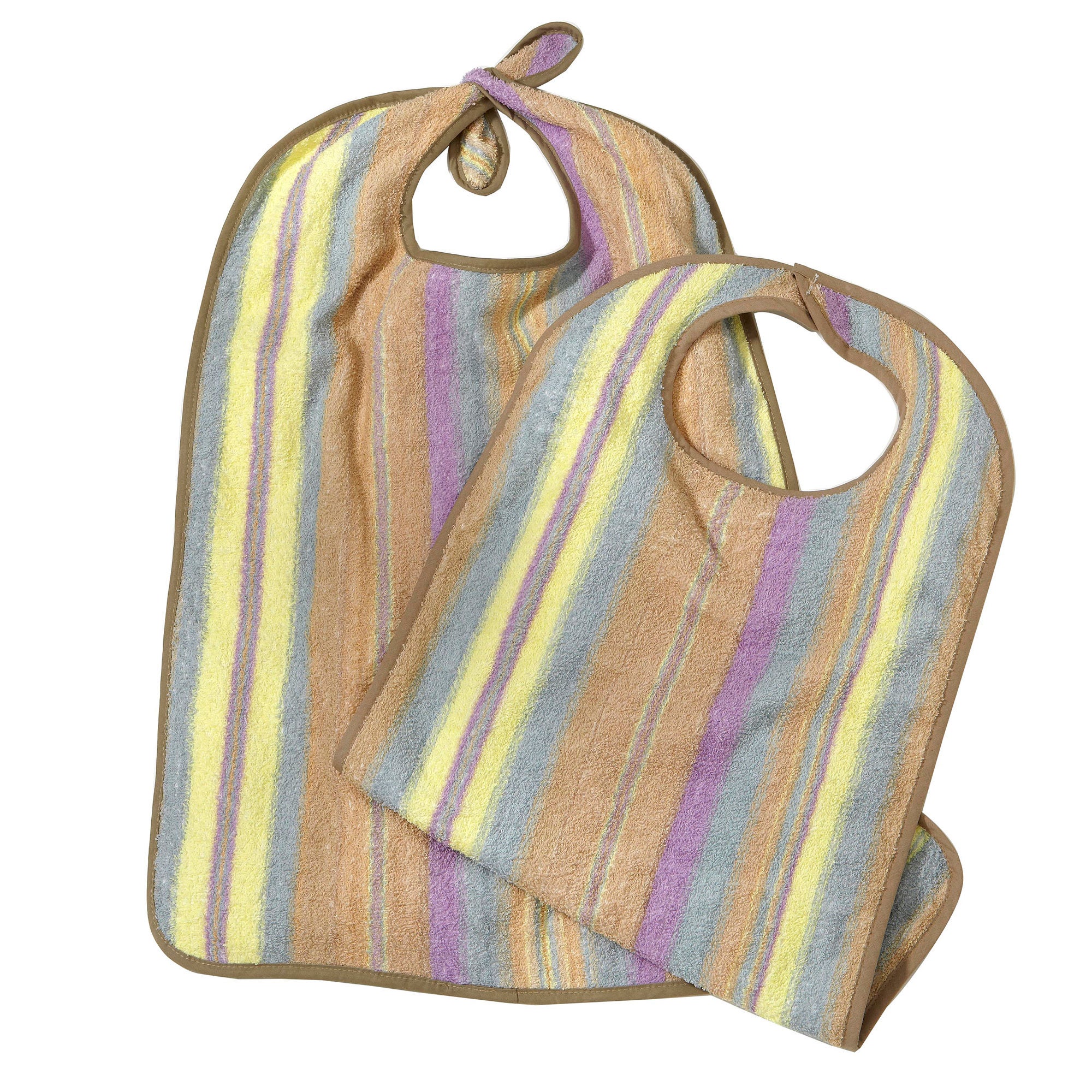 The Pillow Factory Division - 46094-161 Bib Hook and Loop Closure Reusable Terry Cloth Mocha Stripe