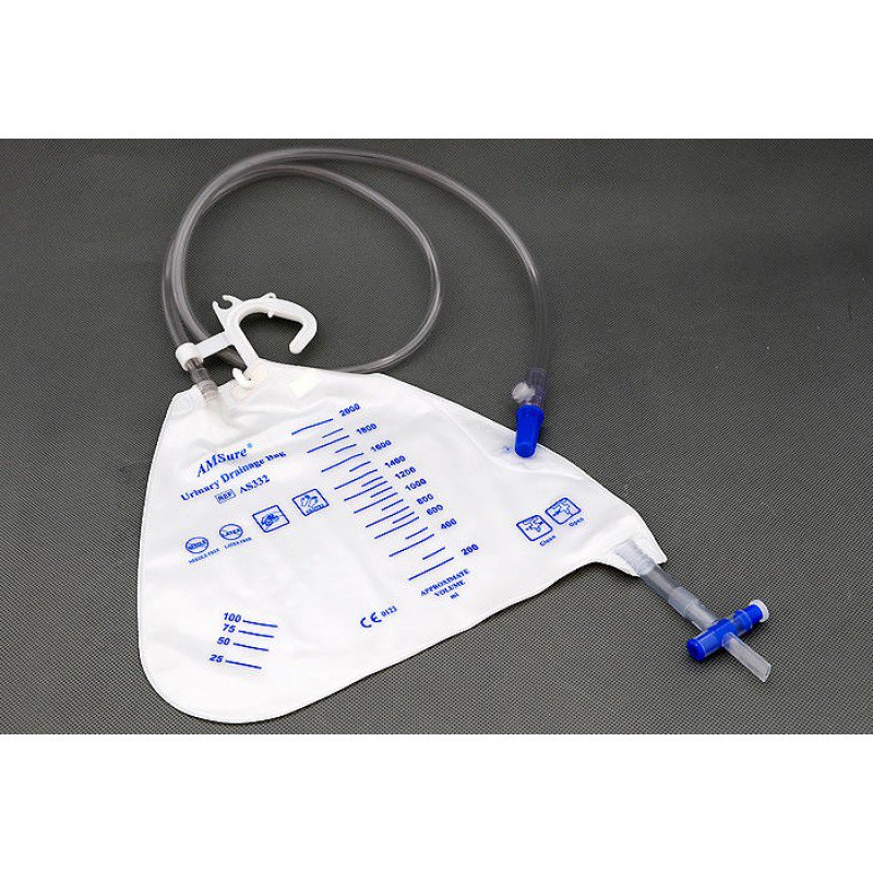 Amsino International AS332 - AMSure® Urinary Drain Bag With Universal Hanger - 1/Each, 20/Case