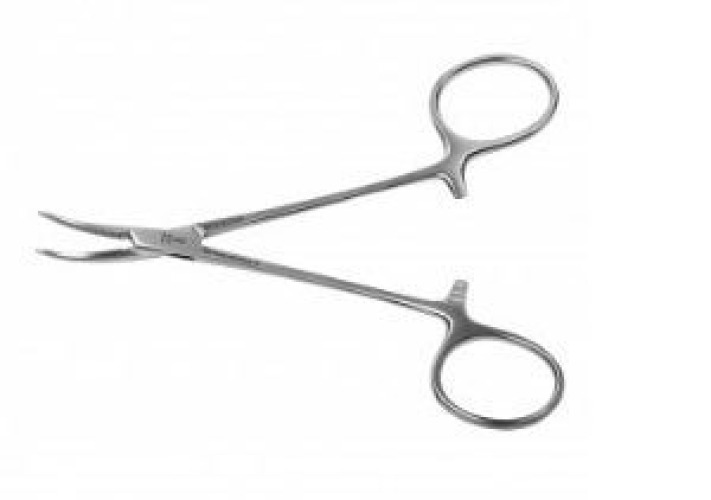 BR Surgical - WG12-22112 Mosquito Forceps BR Surgical Halsted 5 Inch Length OR / Surgical Grade German Stainless Steel NonSterile Locking Finger Ring Handle Curved Serrated Tips