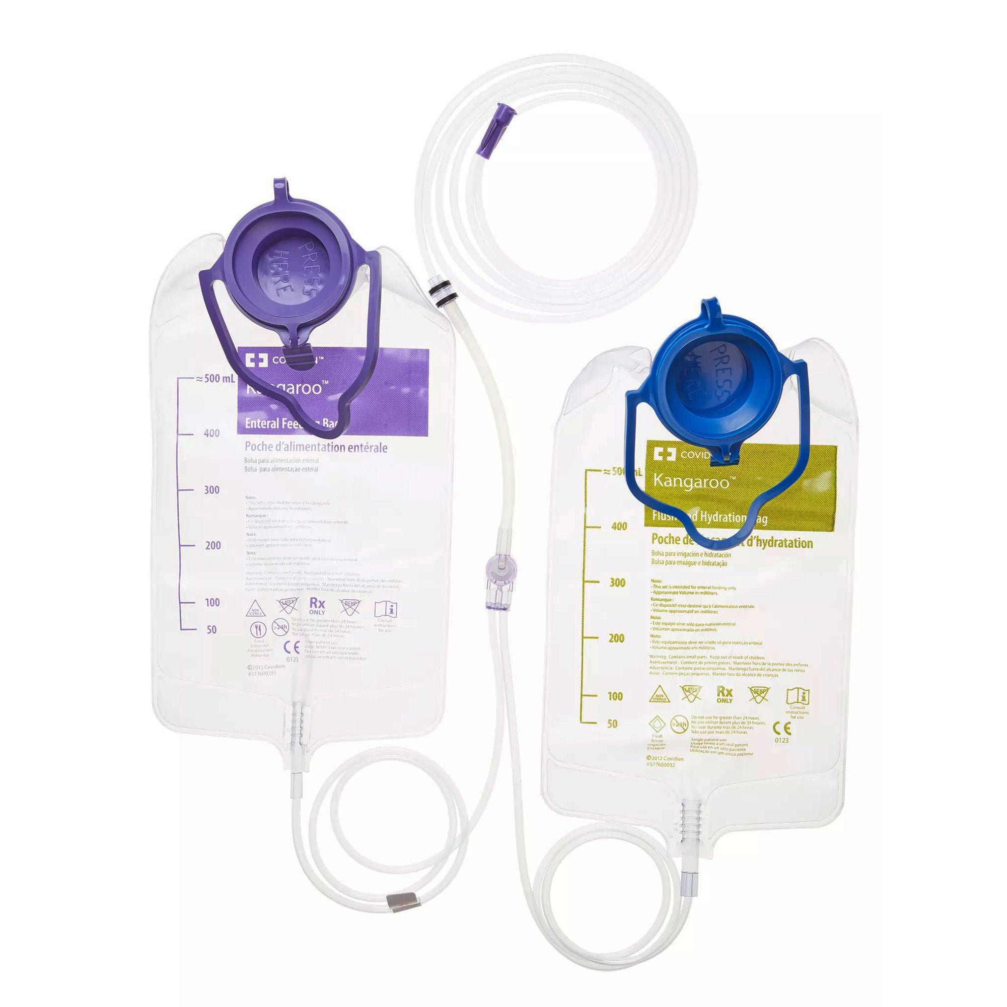 Cardinal - 674668 Enteral Feeding Pump Flush Bag Set without ENFit® Transitional Adapter Kangaroo™ ePump™ 500 mL PVC NonSterile