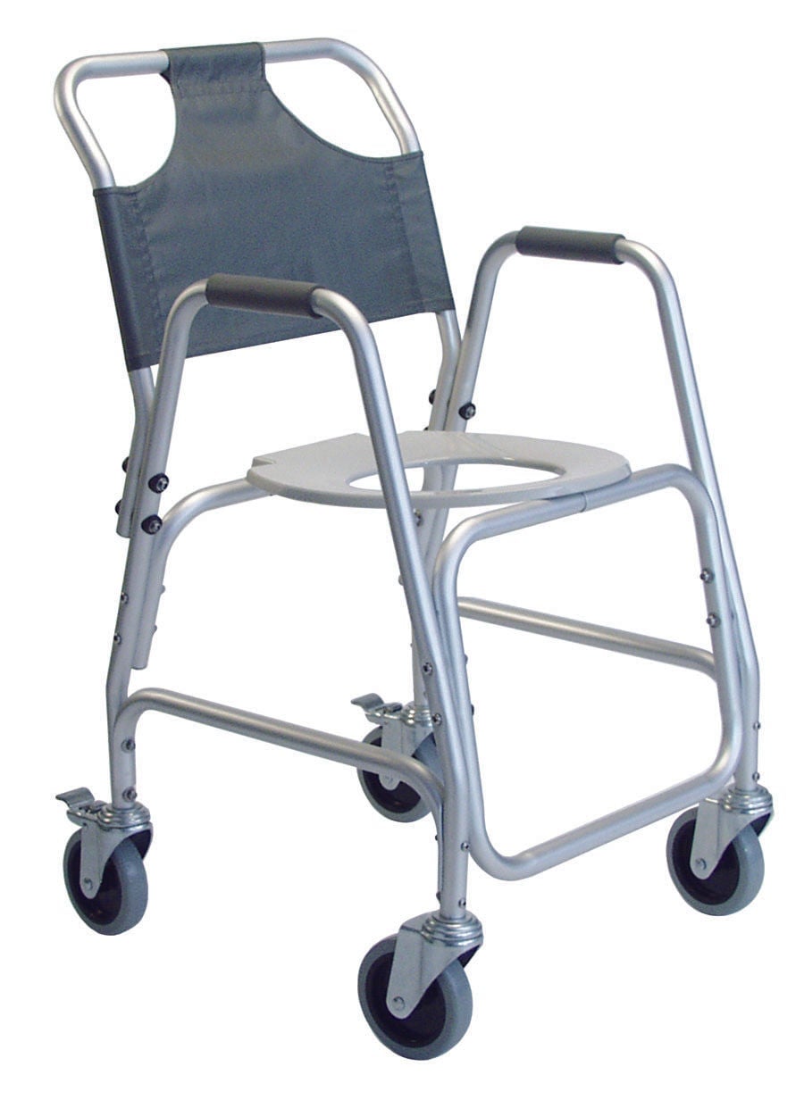 Graham-Field - 7915A-1 Commode / Shower Chair Lumex® Deluxe Padded Fixed Arms Aluminum Frame Mesh Backrest 14 Inch Seat Width 250 lbs. Weight Capacity