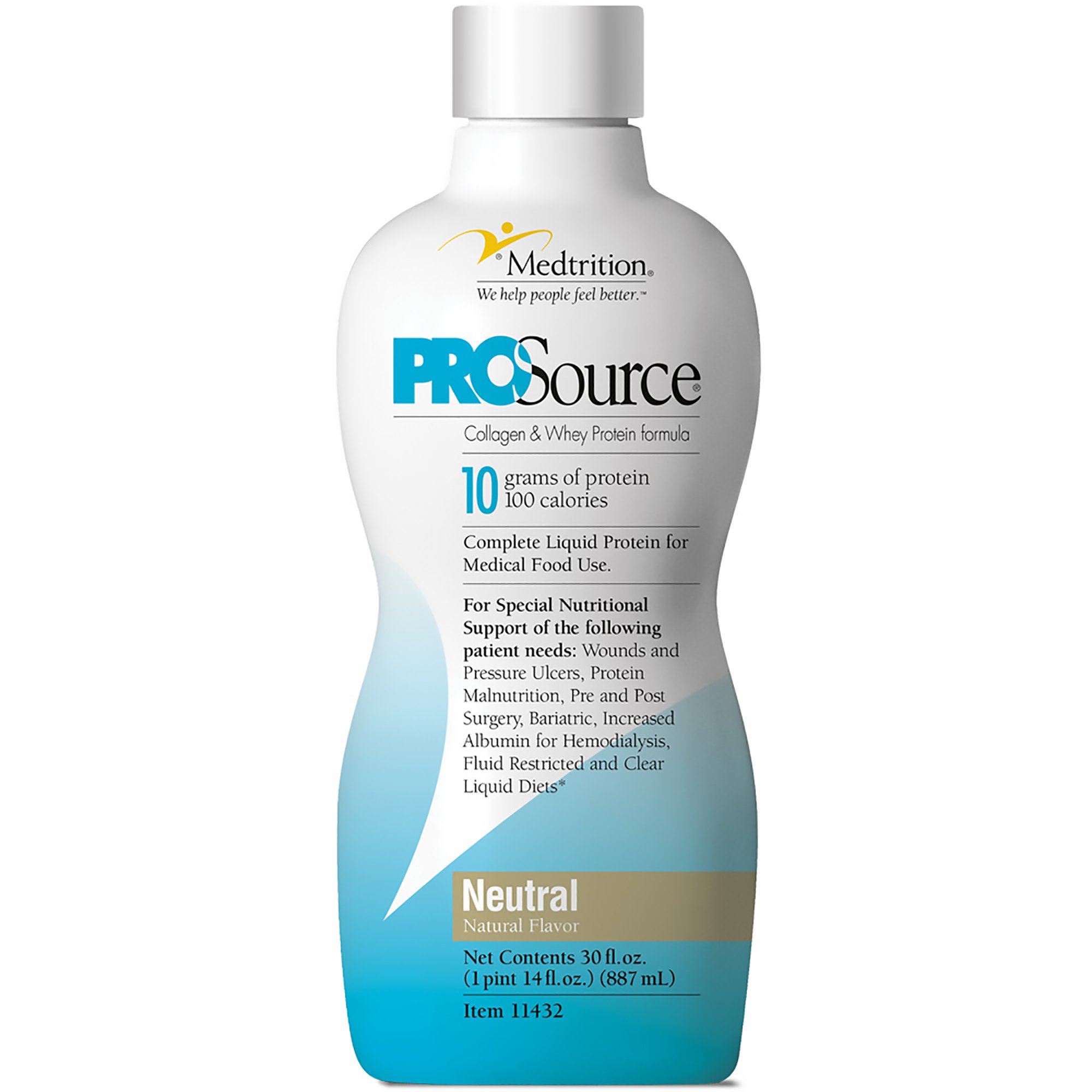 Medtrition-National Nutrition 11432 - ProSource™ Collagen and Whey Protein Formula, 30-ounce Bottle - 1/Each, 4/Case