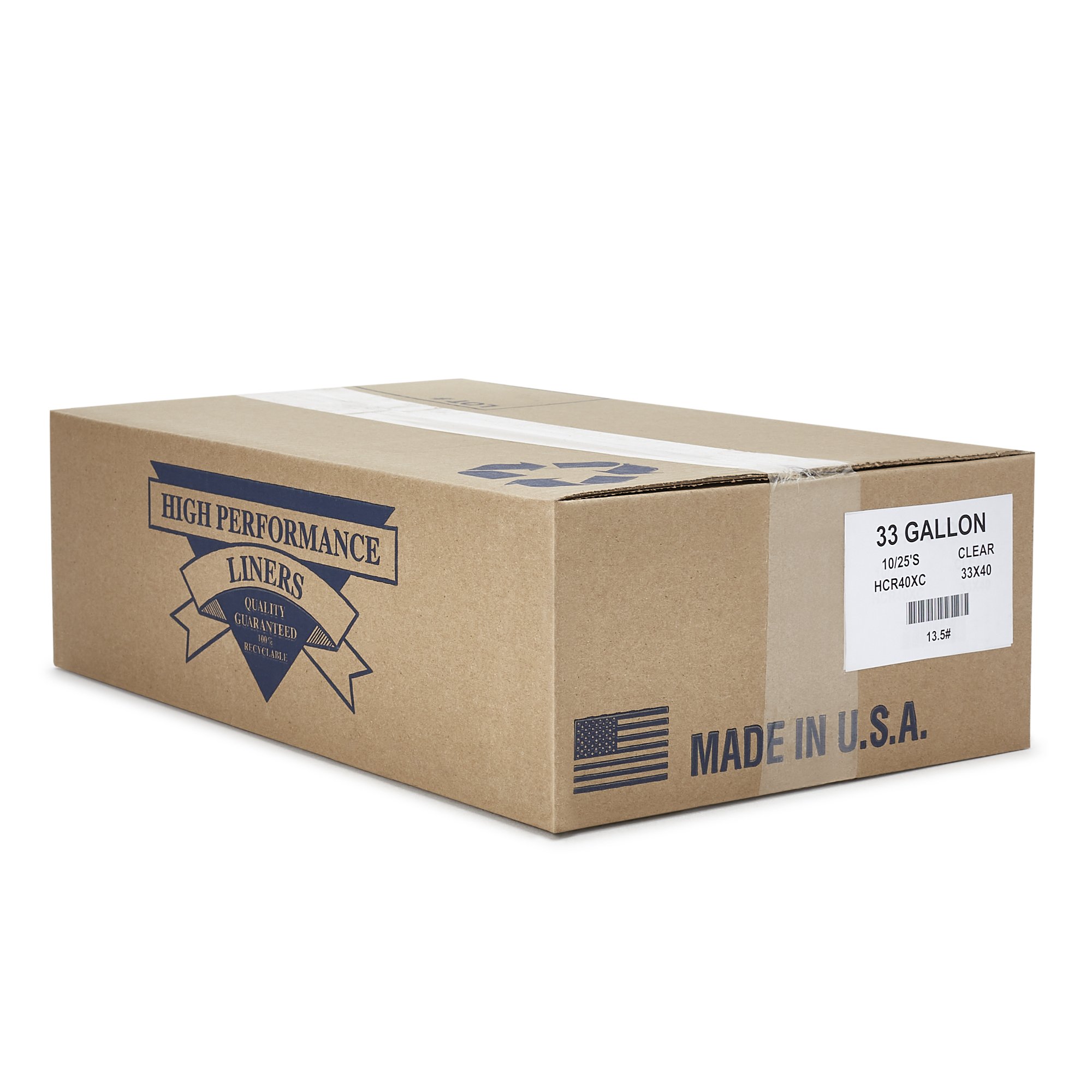 Colonial Bag Corp HCR40XC - Colonial Bag Extra Heavy Duty Trash Bag, Clear, 33-gallon Capacity - 10/Case