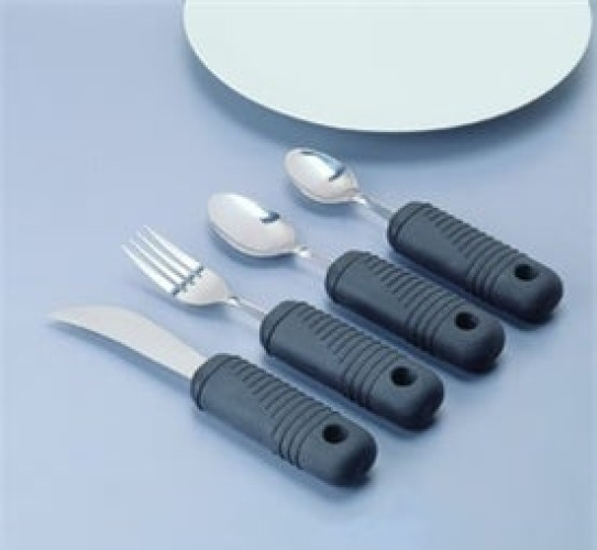 Alimed - 2970010581 Tablespoon Sure Grip™ Right / Left Hand Bendable Black Stainless Steel