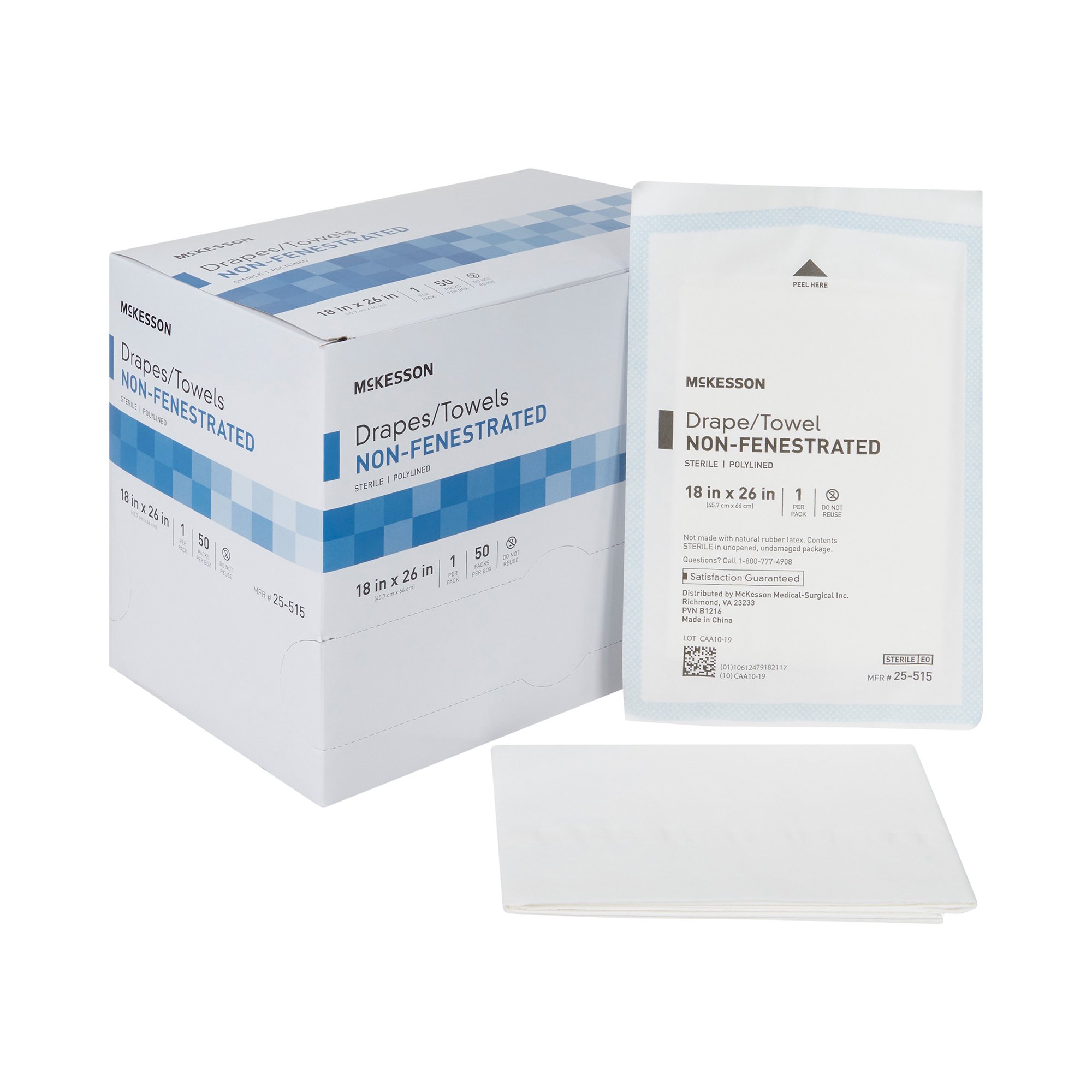 McKesson Brand - 25-515 McKesson Sterile Poly Lined Towel Drape