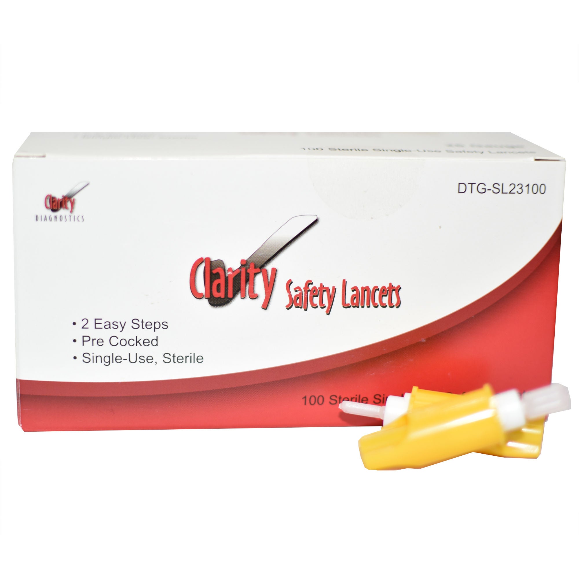 Clarity Lab Group LLC - DTG-SL23100 Safety Lancet Clarity® 26 Gauge Retractable Push Button Activation Finger