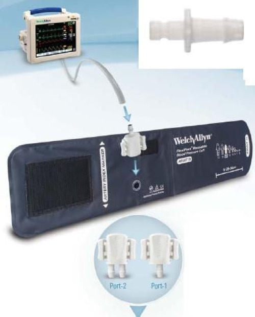 Welch Allyn - REUSE-11L-1HP Reusable Blood Pressure Cuff FlexiPort® 25 to 34 cm Arm Nylon Cuff Adult Long Cuff