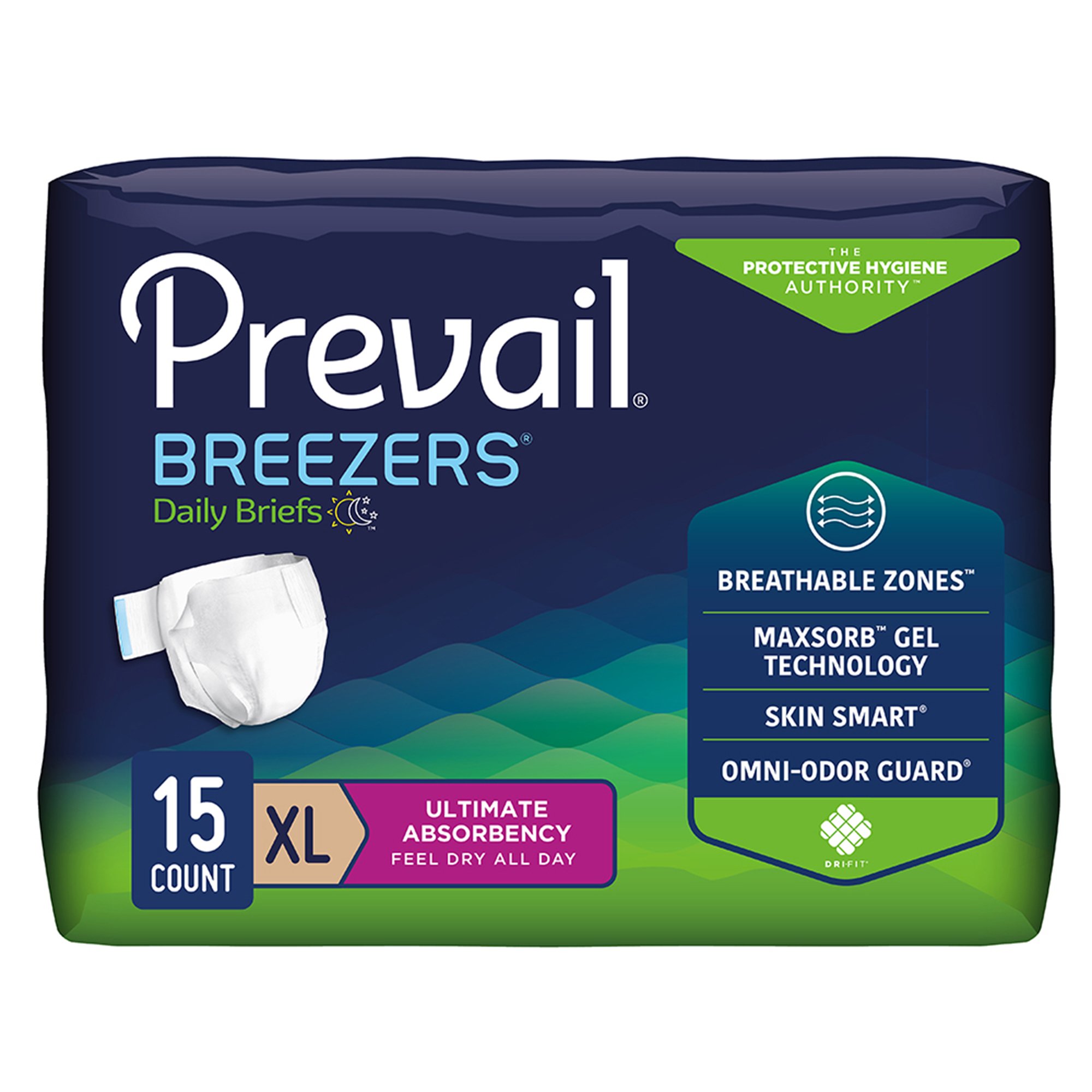 First Quality Products LLC PVB-014-1 - Prevail® Breezers® Ultimate Absorbency Incontinence Briefs, Extra Large - 1/Pack, 4/Case