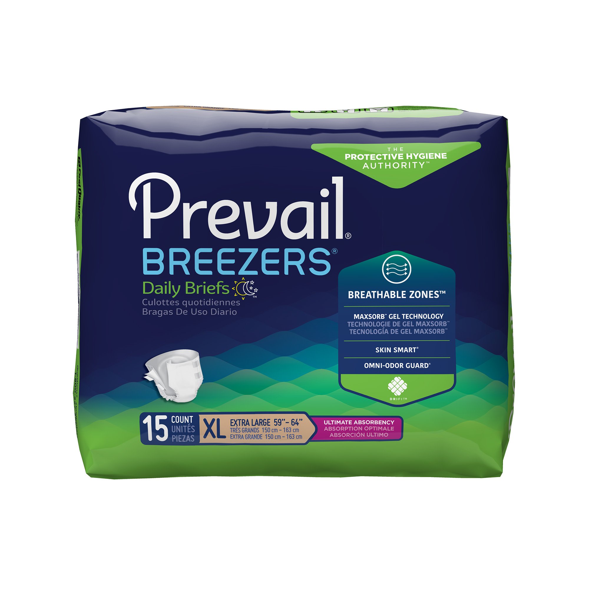 First Quality Products LLC PVB-014-1 - Prevail® Breezers® Ultimate Absorbency Incontinence Briefs, Extra Large - 1/Pack, 4/Case