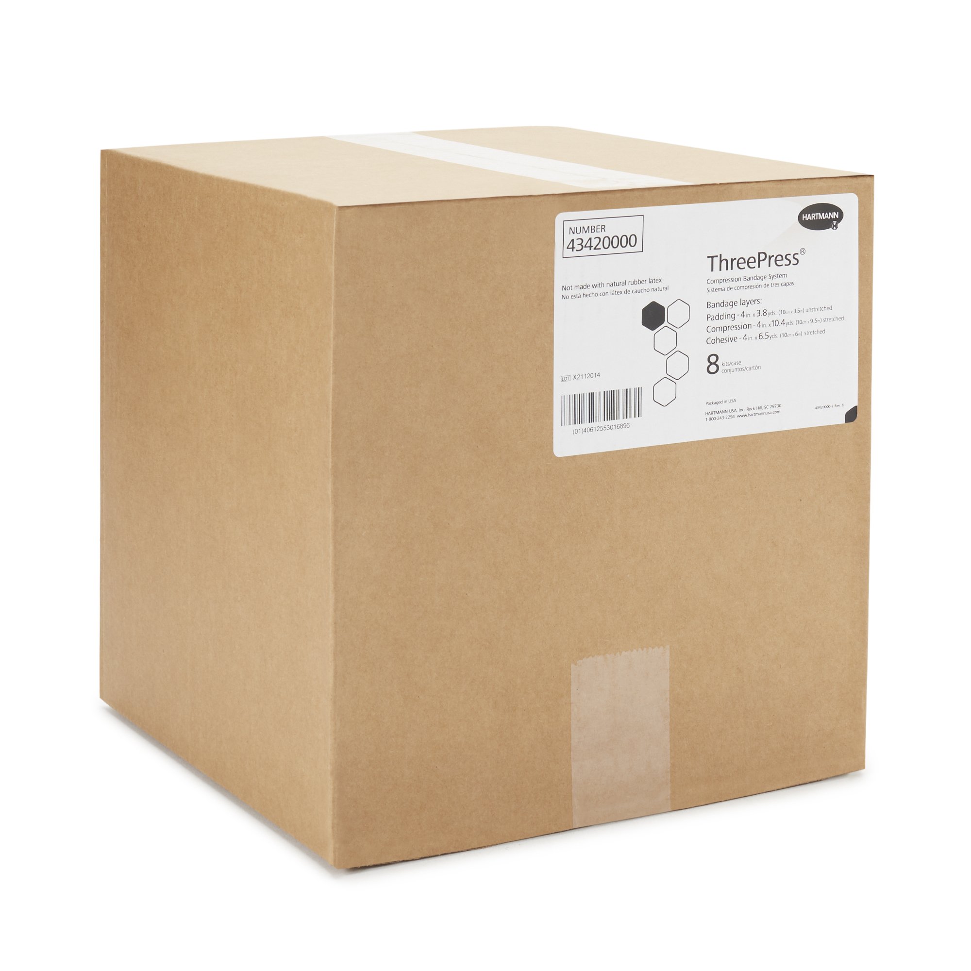 Hartmann 43420000 - ThreePress® Self-adherent Closure 3 Layer Compression Bandage System - 1/Each, 8/Case