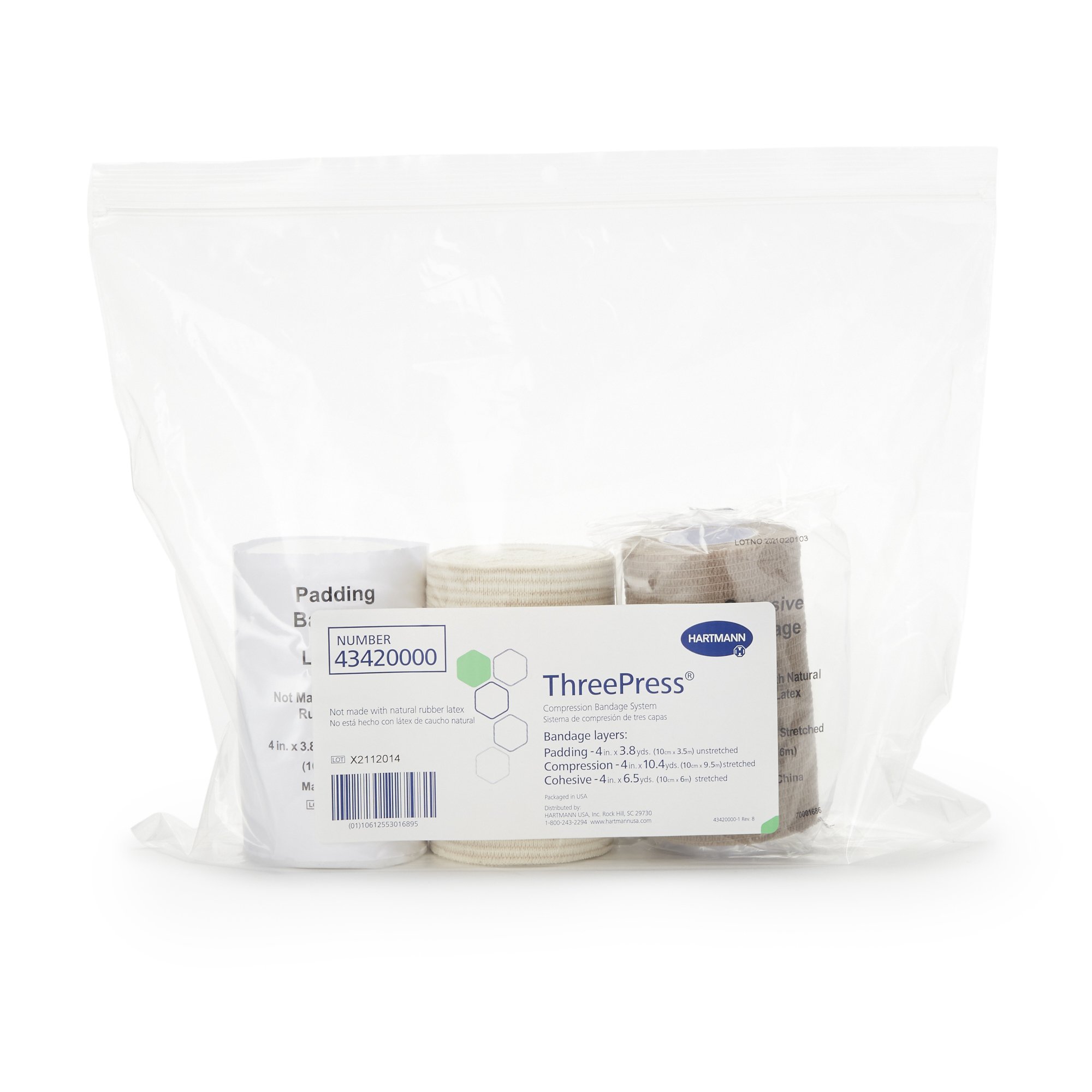 Hartmann 43420000 - ThreePress® Self-adherent Closure 3 Layer Compression Bandage System - 1/Each, 8/Case