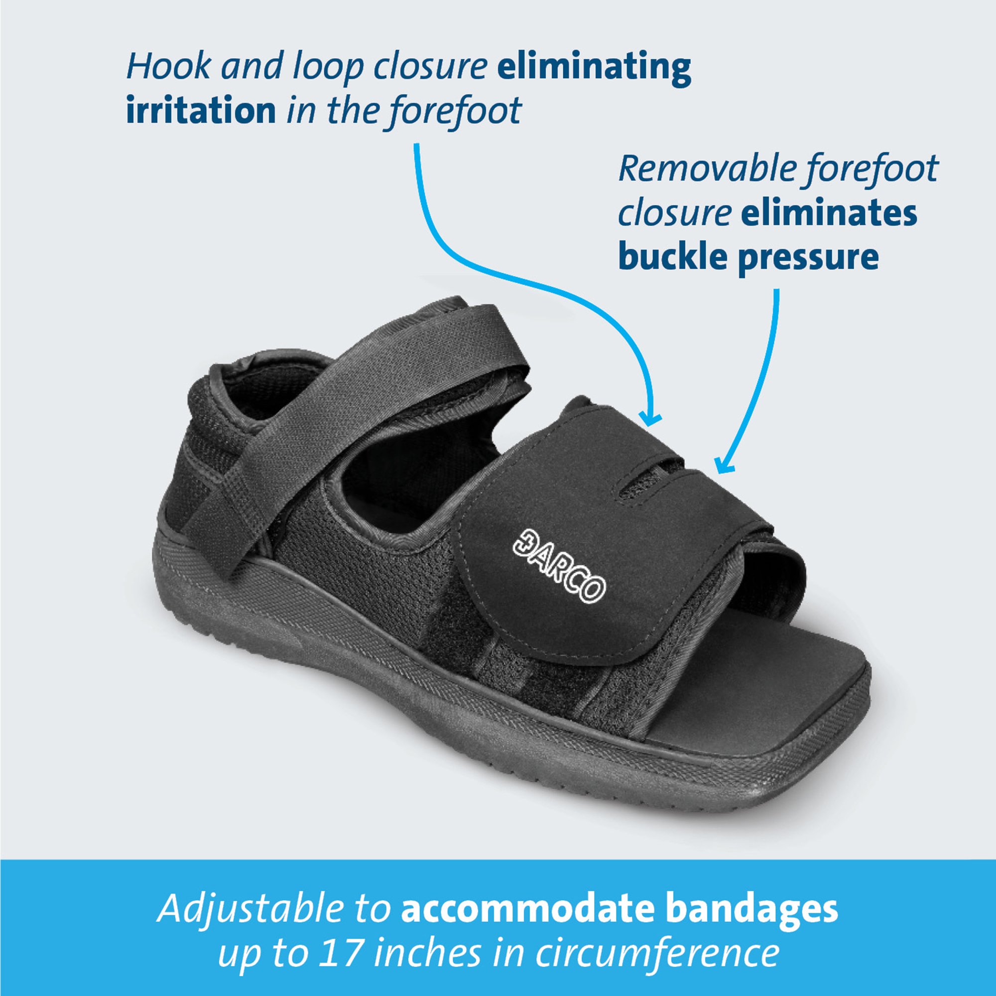 Darco International MQM3B - Darco® Med-Surg™ Post-Op Shoe, Men's, Large, Black - 1/Each, 36/Case