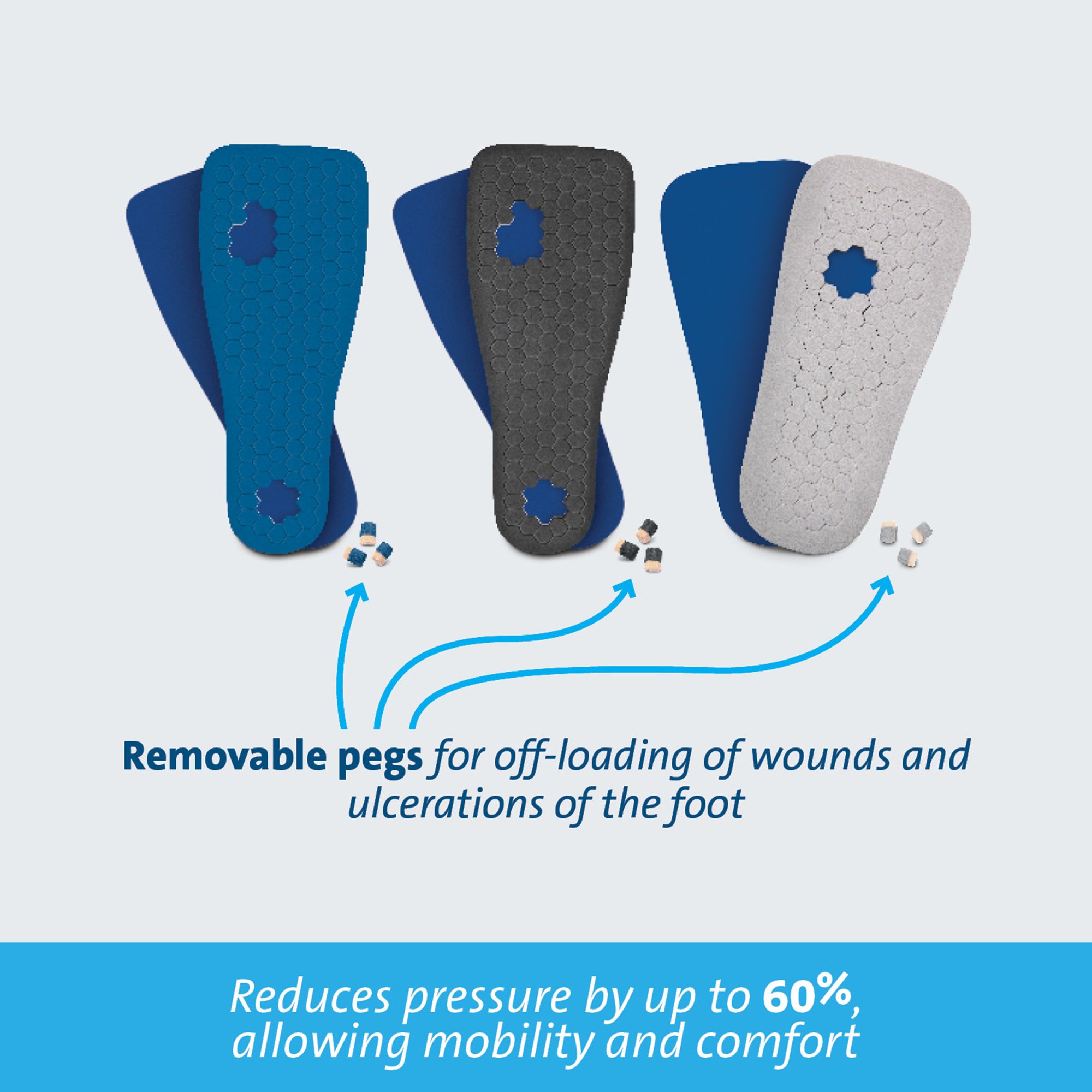 Darco International PTQM2 - Peg-Assist™ Insole, Men's, Medium, Blue - 1/Each, 36/Case