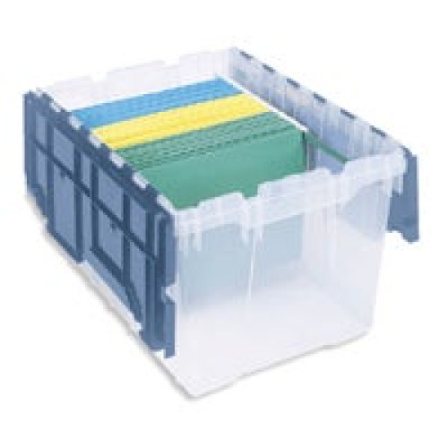 Akro-Mils - 66486FILEB Attached Lid Container KeepBox Clear / Blue Plastic 12-1/2 X 15-1/4 X 21-1/2 Inch