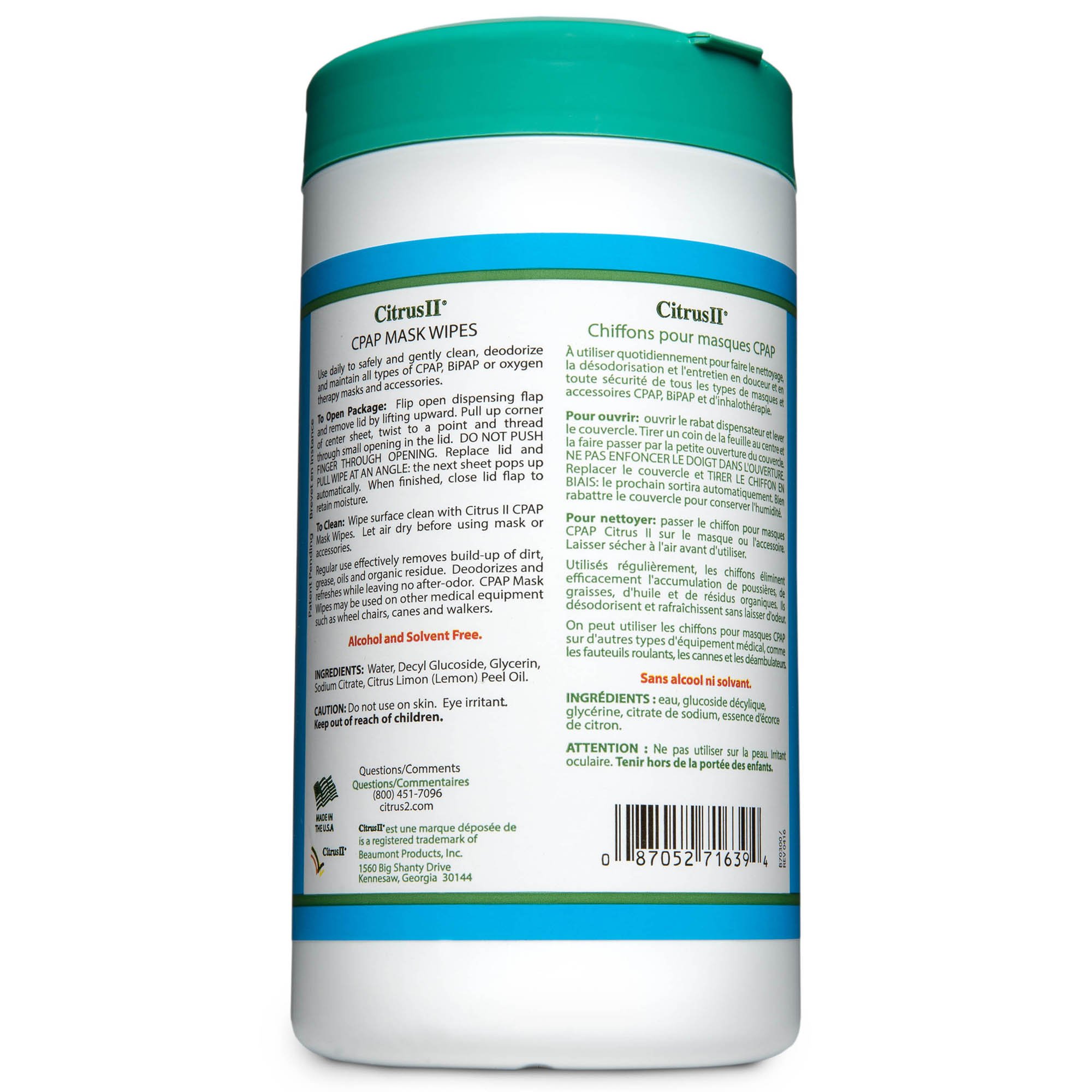 Beaumont Products - 635871639 Citrus ll CPAP Mask Cleaner Wipe