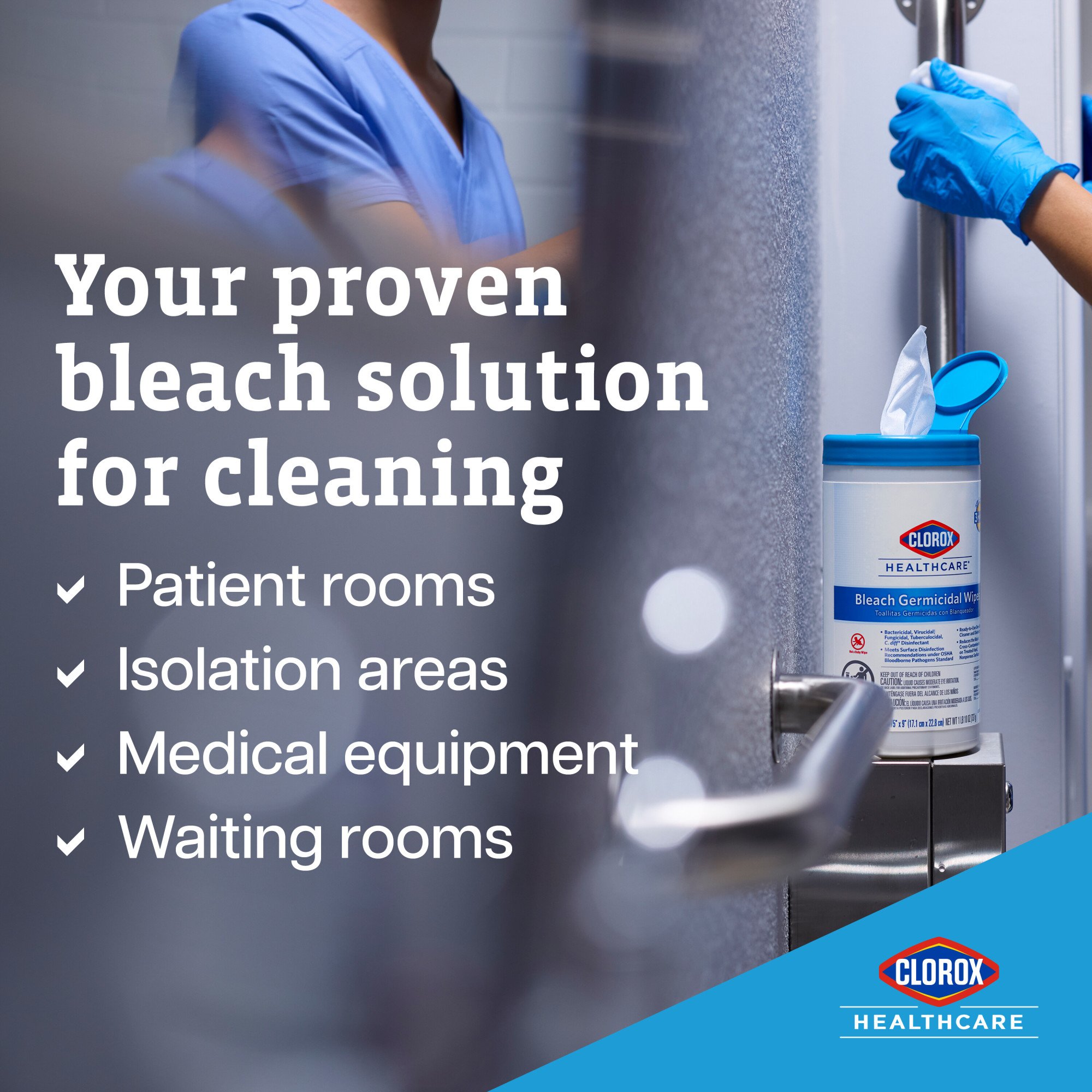 The Clorox Company 35309 - Clorox Healthcare® Bleach Germicidal Wipes, Canister, 70 ct. - 1/Carton, 6/Case