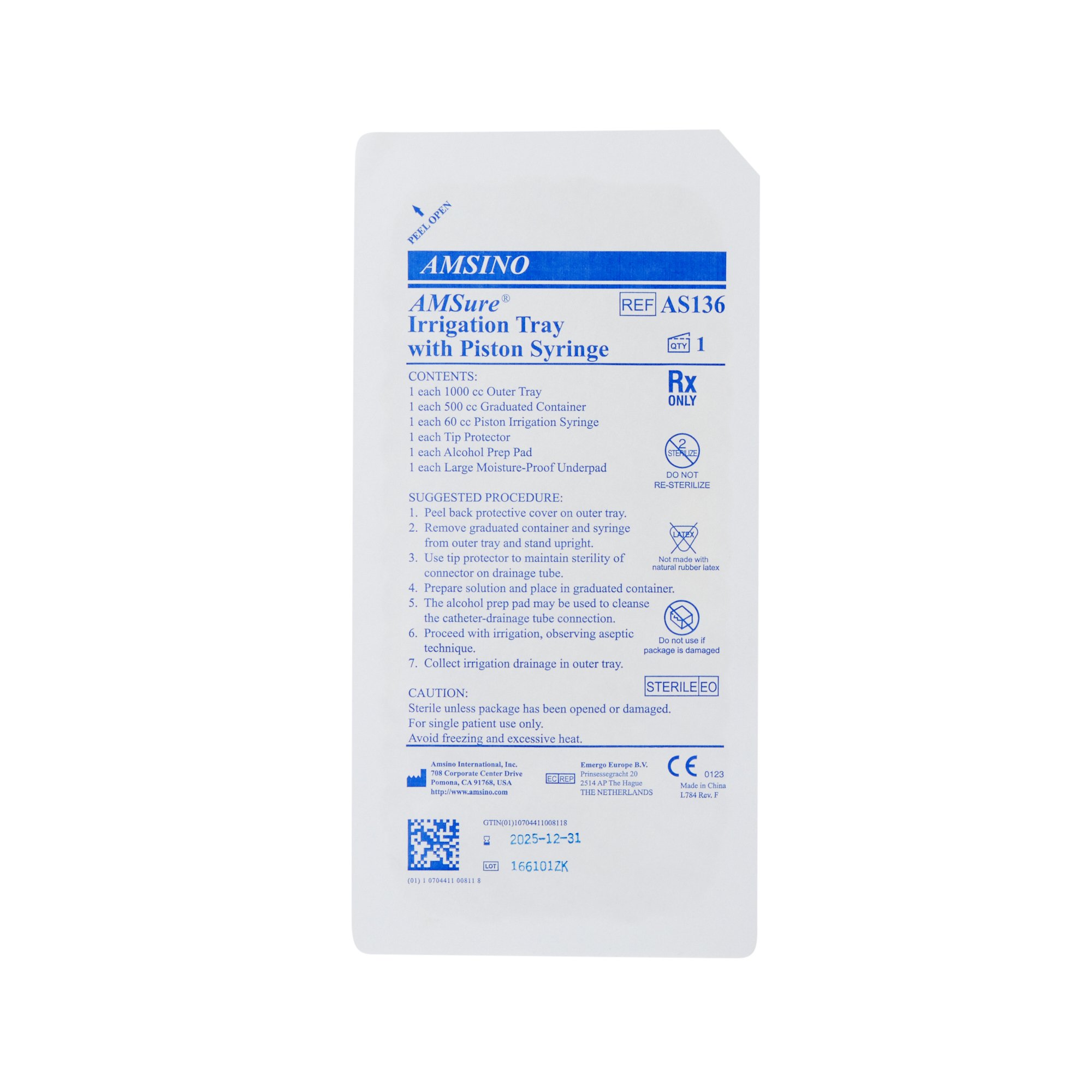 Amsino International - AS136 AMSure® Irrigation Tray with Ring Syringe