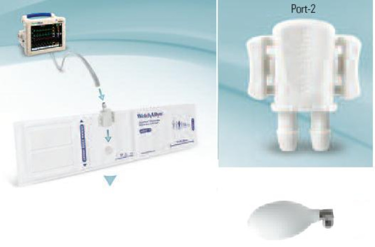 Welch Allyn - SOFT-11L-2BV Single Patient Use Blood Pressure Cuff and Bulb FlexiPort® 25 to 34 cm Arm Cloth Fabric Cuff Adult Long Cuff