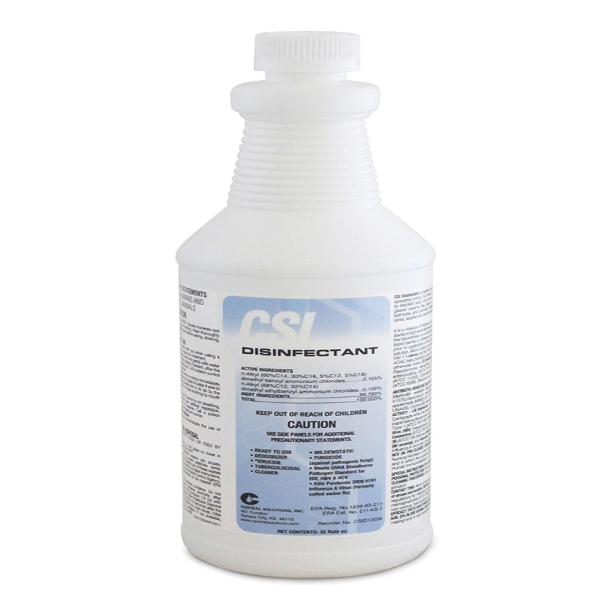 Central Solutions - CSID12034 Surface Disinfectant Cleaner CSI® Quaternary Based Manual Pour Liquid 32 oz. Bottle Floral Scent NonSterile